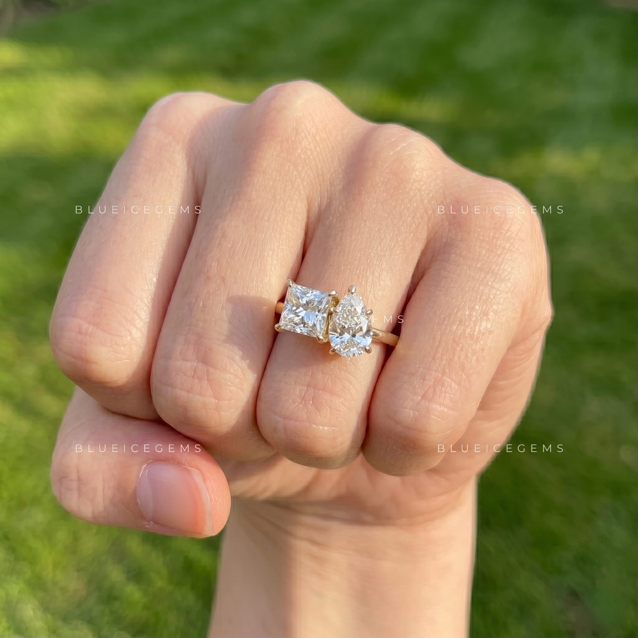 Regal Splendor Princess and Pear Engagement Ring