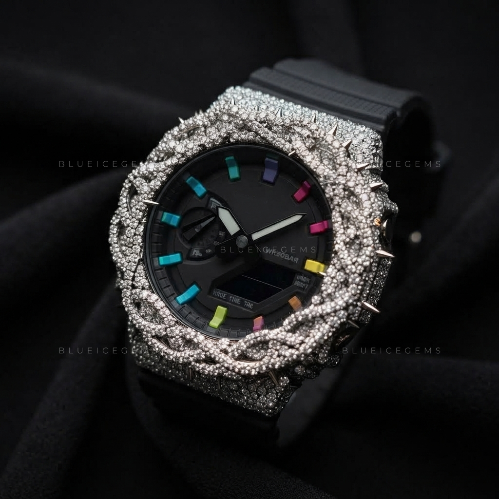 Thorn Crown Iced Out Watch – VVS Moissanite Custom Bezel