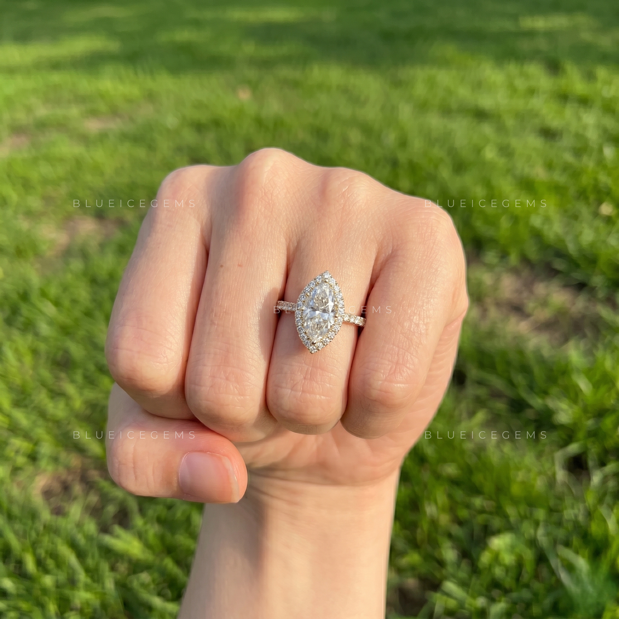 Elegance Personified Marquise Cut Halo Solitaire Engagement Ring