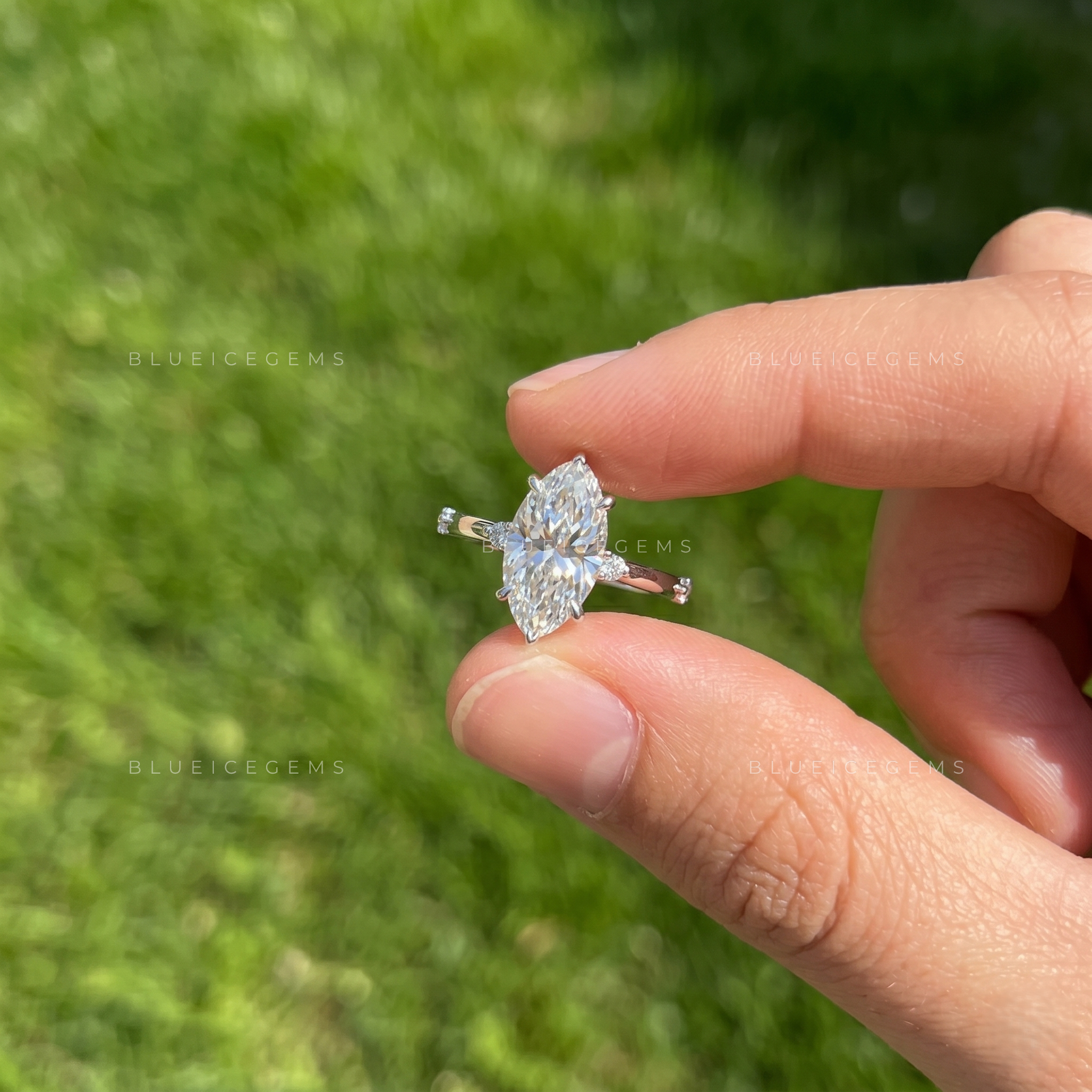 Vintage-Soul Marquise Cut Secret Halo Delicate Keepsake Proposal Ring
