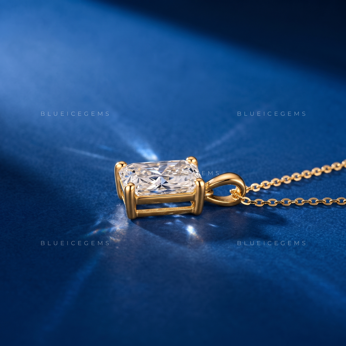 Radiant Cut Solitaire Diamond Pendant