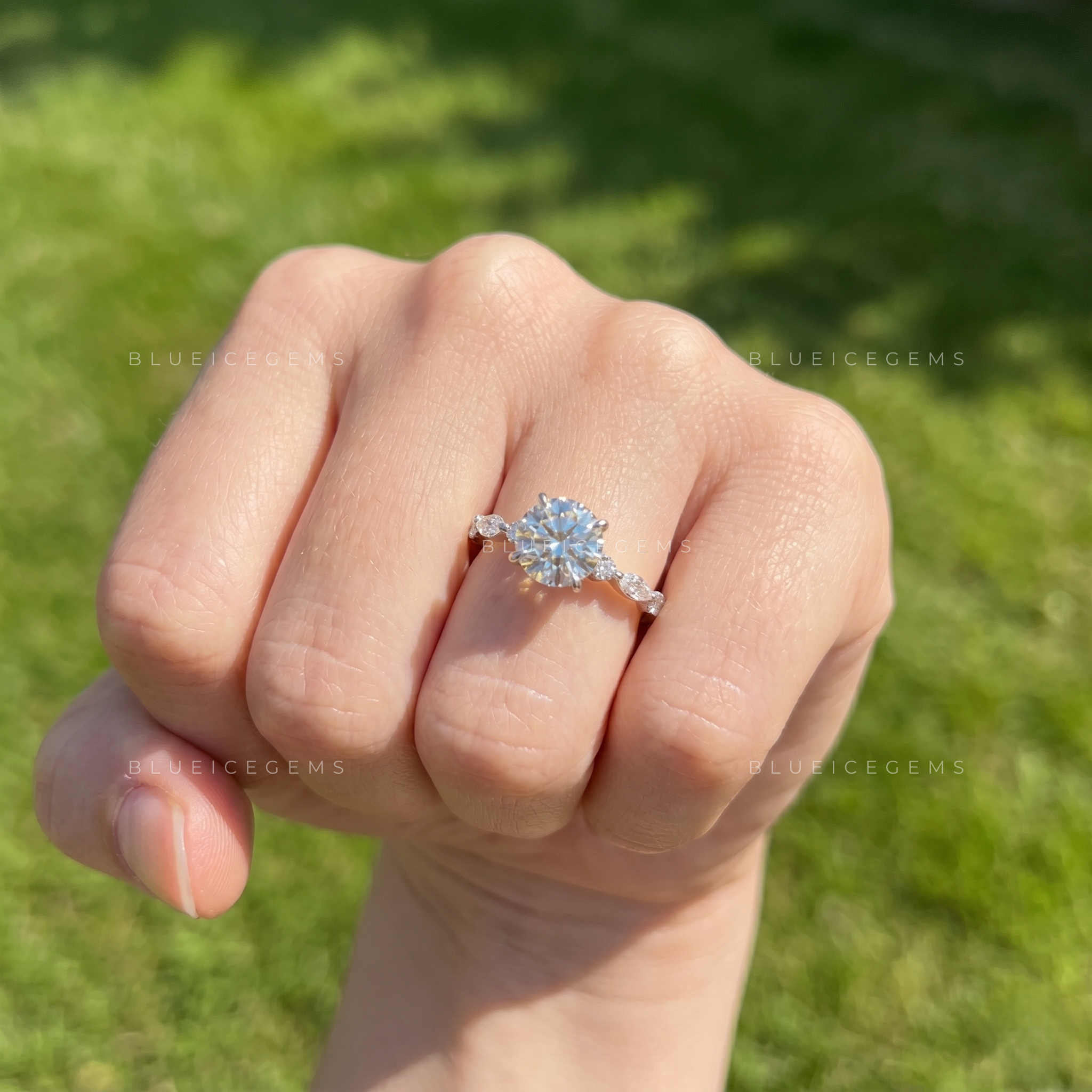 Botanical Whisper Cluster Accent Engagement Ring