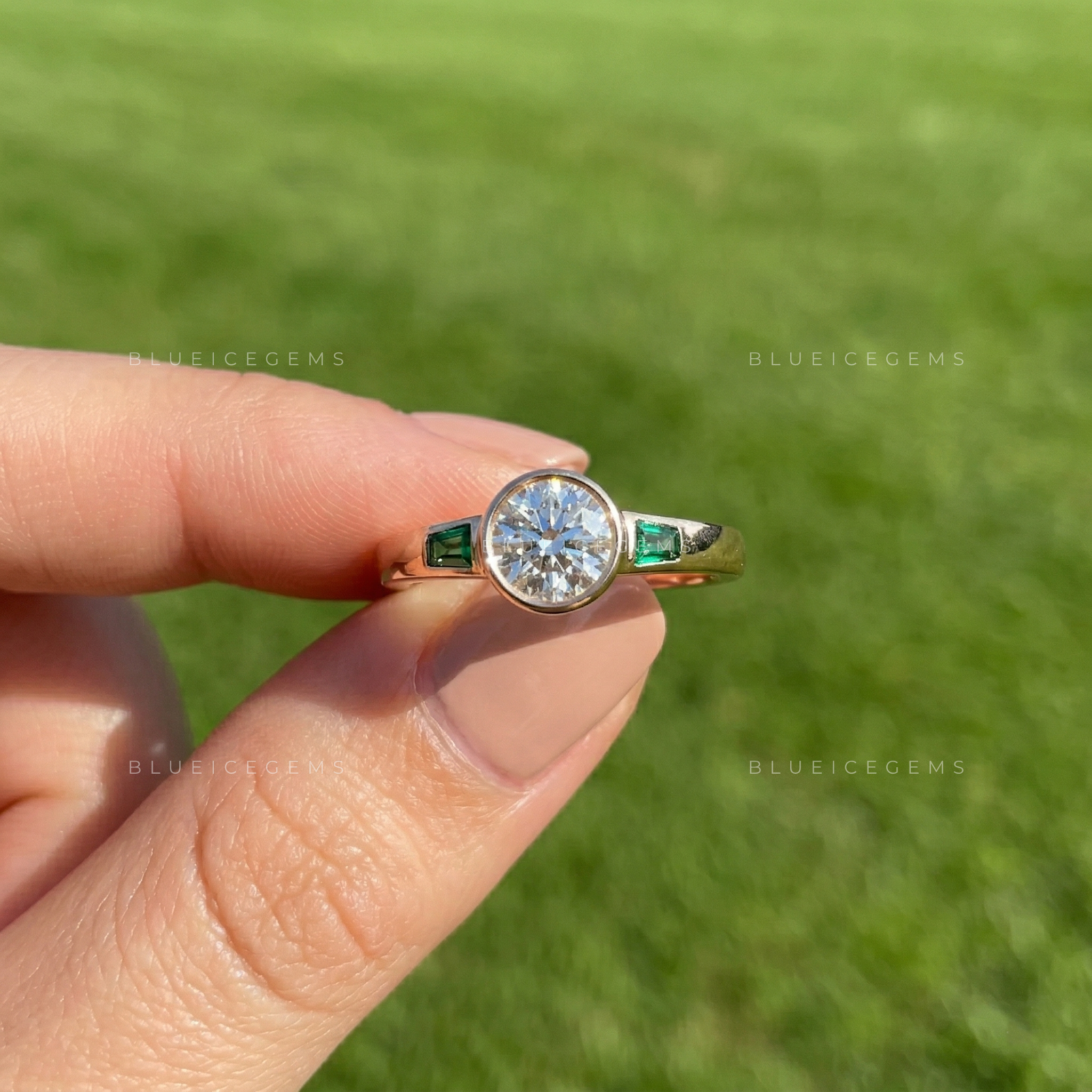 Enchanted Radiance Round and Emerald Tapered Baguette Ring
