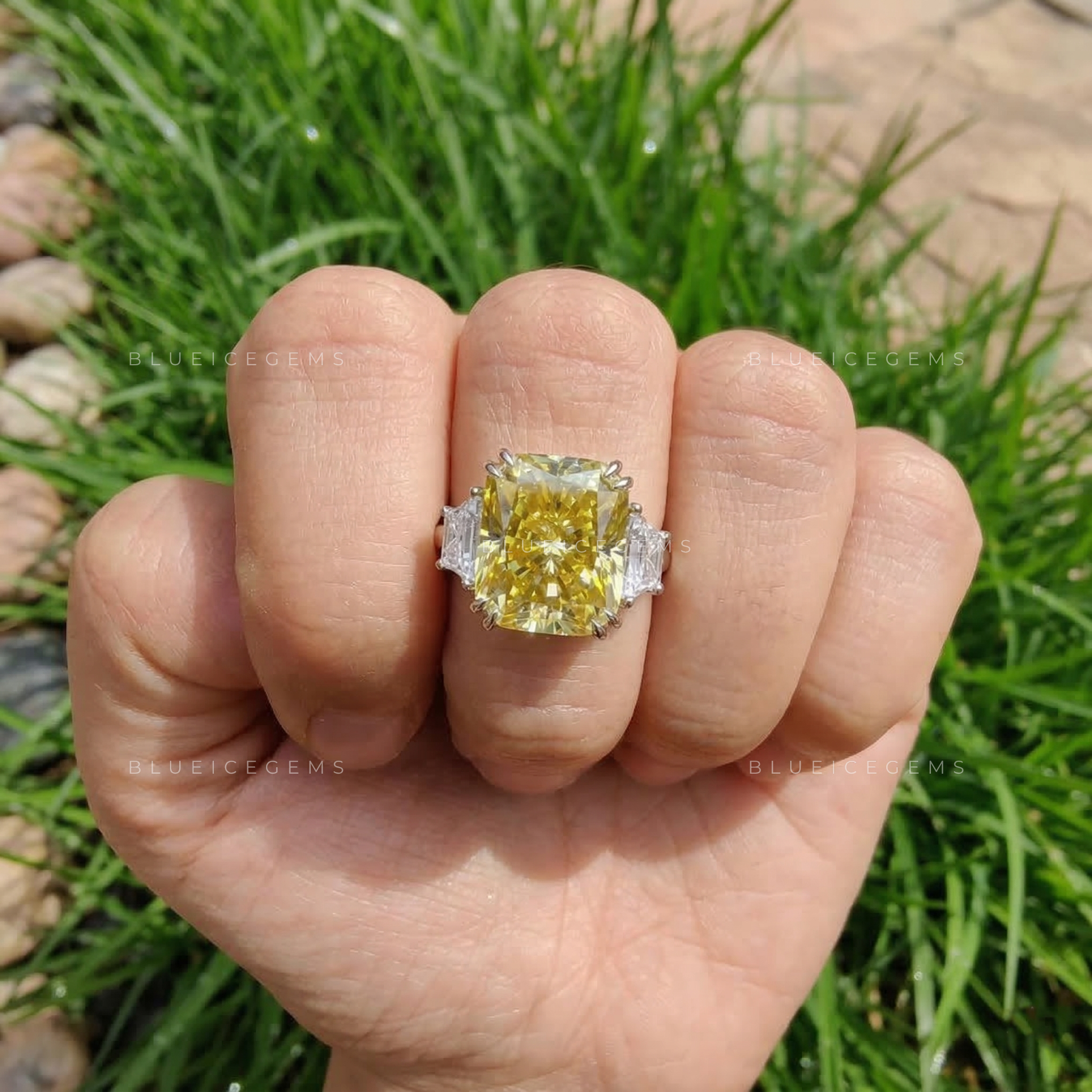 Majestic Solstice Radiant Cut Canary Yellow Ring