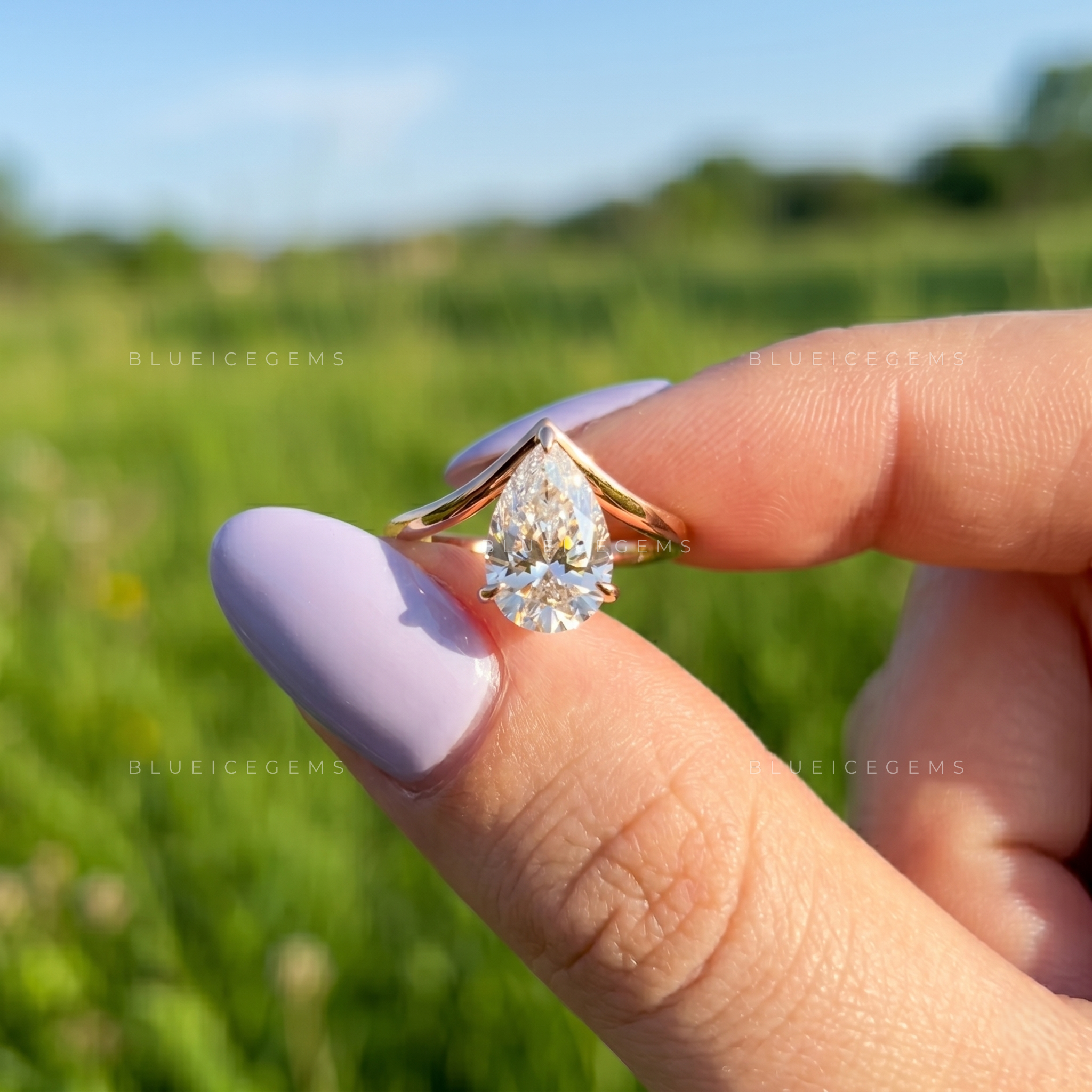 Infinite Allure Pear Cut Certified V-Shape Engagement Ring