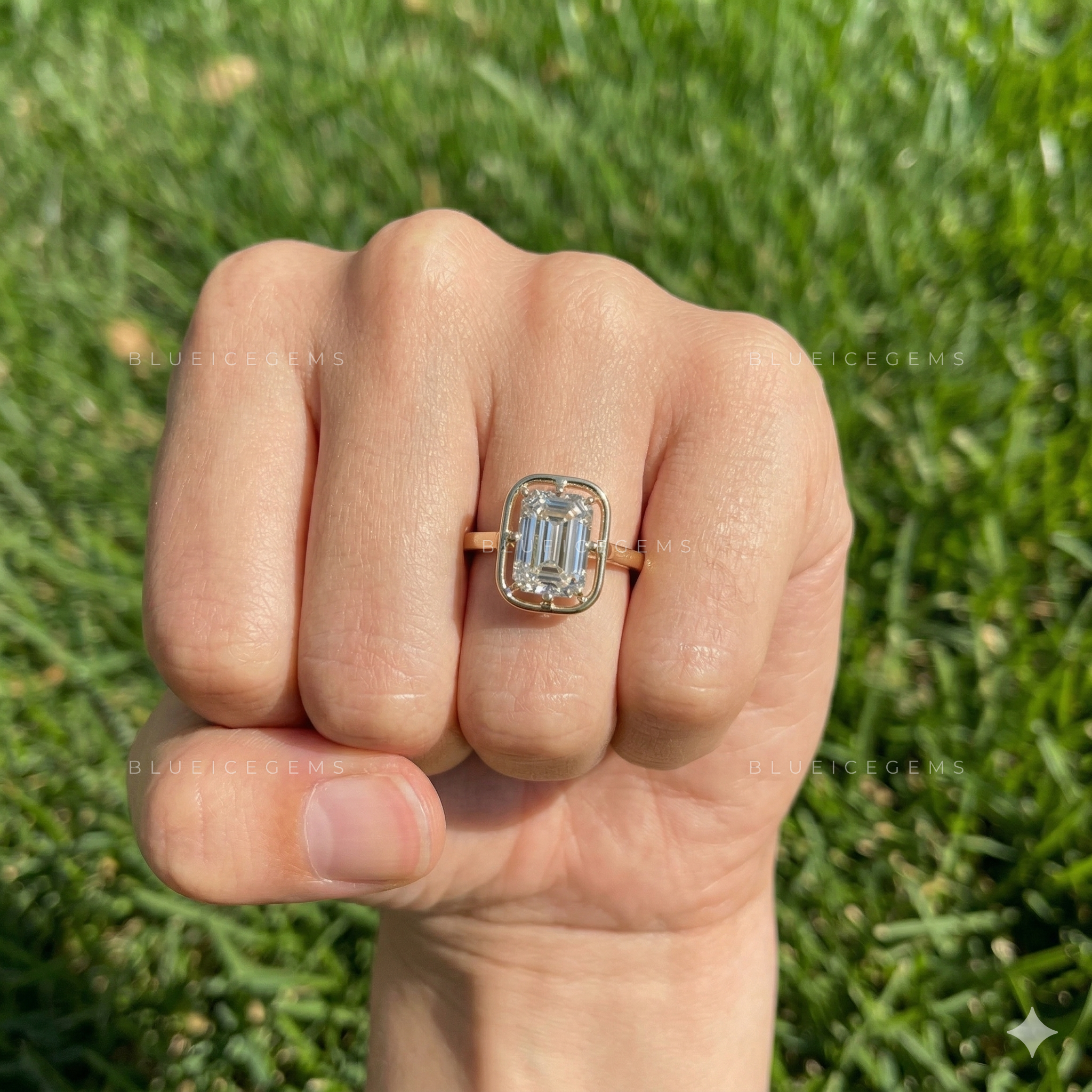 Refined Emerald Cut Solitaire Open Gallery Engagement Ring