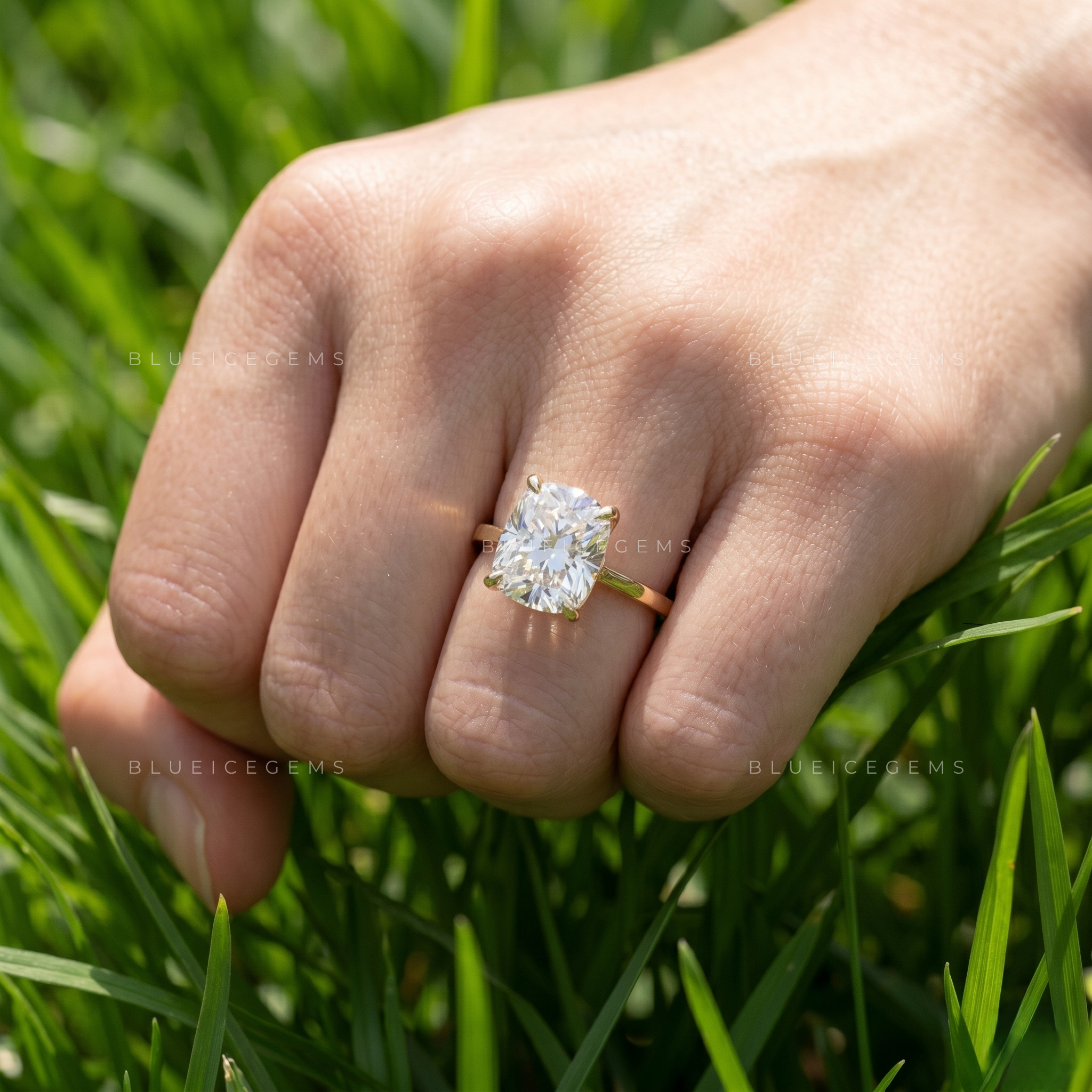 Timeless Grace Elongated Cushion Cut Solitaire Engagement Ring