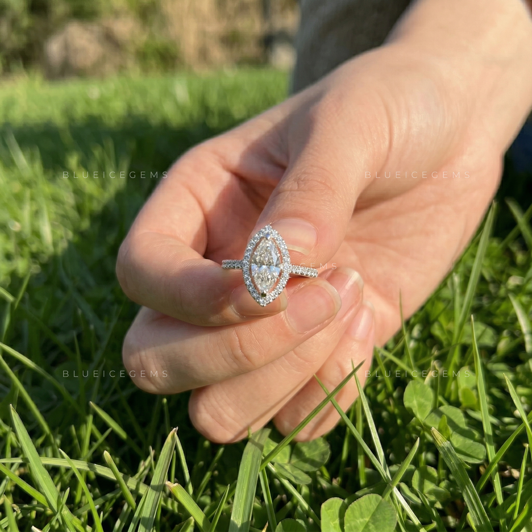 Graceful Splendor Marquise Cut Pavé Engagement Ring