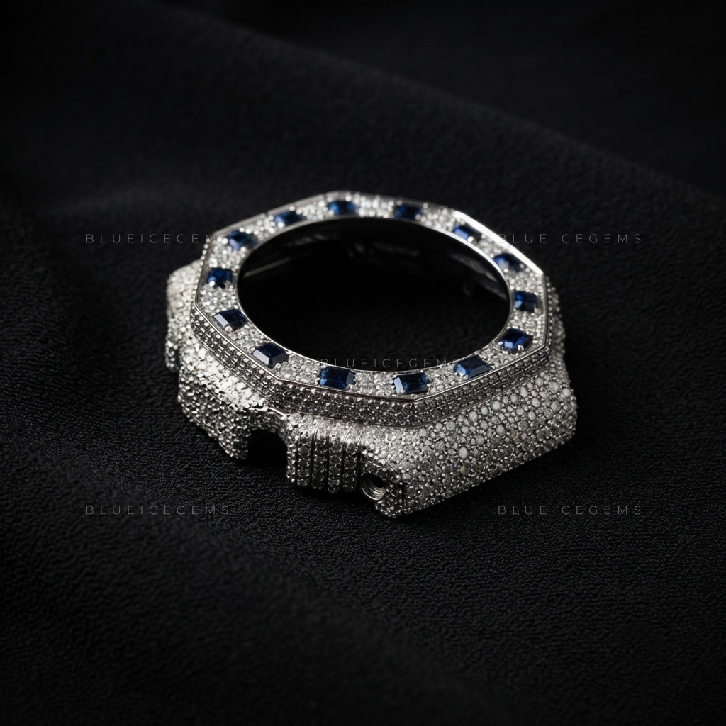 Royal Sapphire Bust-Down GA2100 Bezel – VVS1 Moissanite