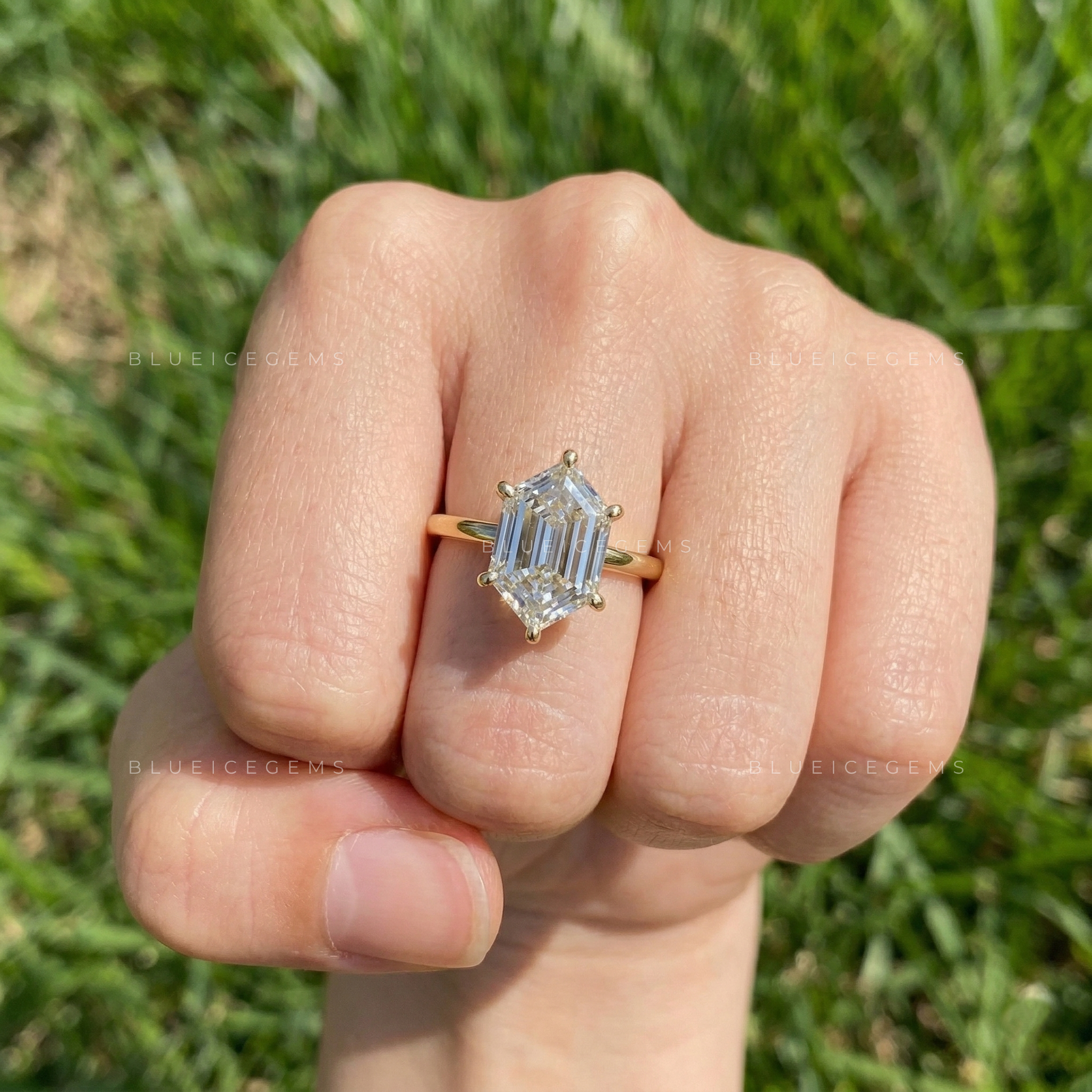 Architectural Allure Hexagon Step Cut Solitaire Ring