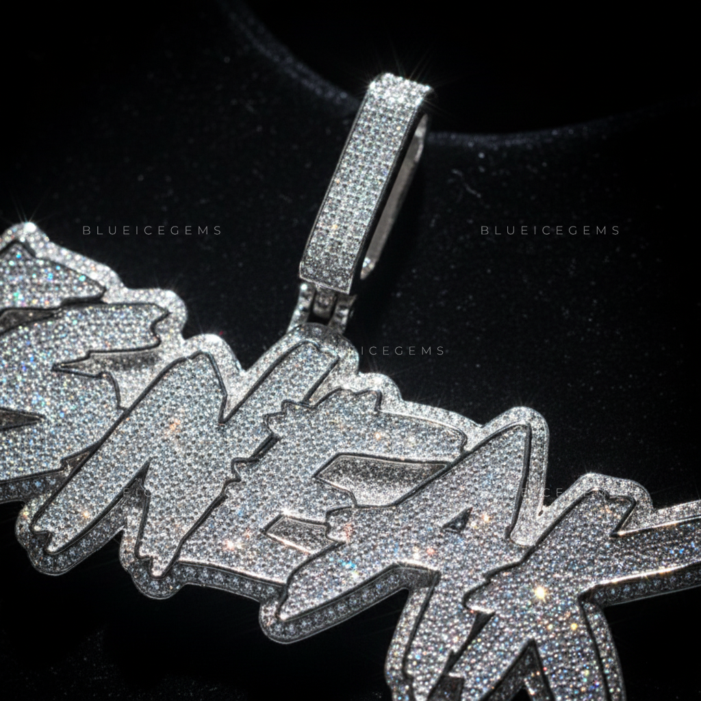 The "TSNEAK" High-Voltage: Jagged Electric Script & Triple-Tiered Frost Pendant