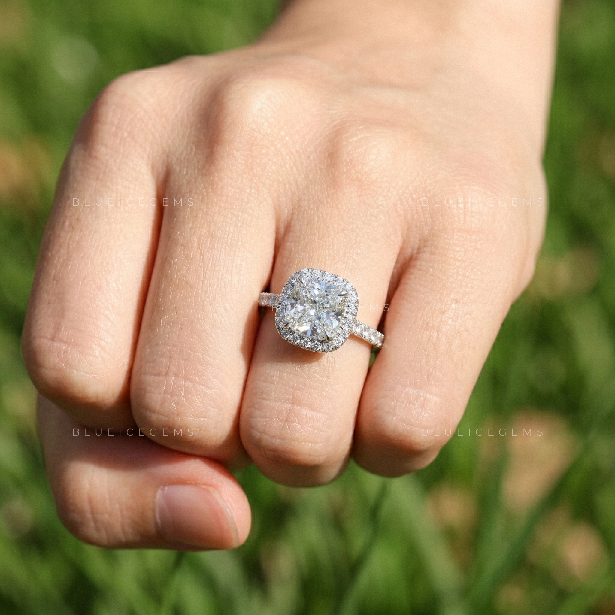 Classic Sophistication Cushion Cut Pavé Engagement Ring