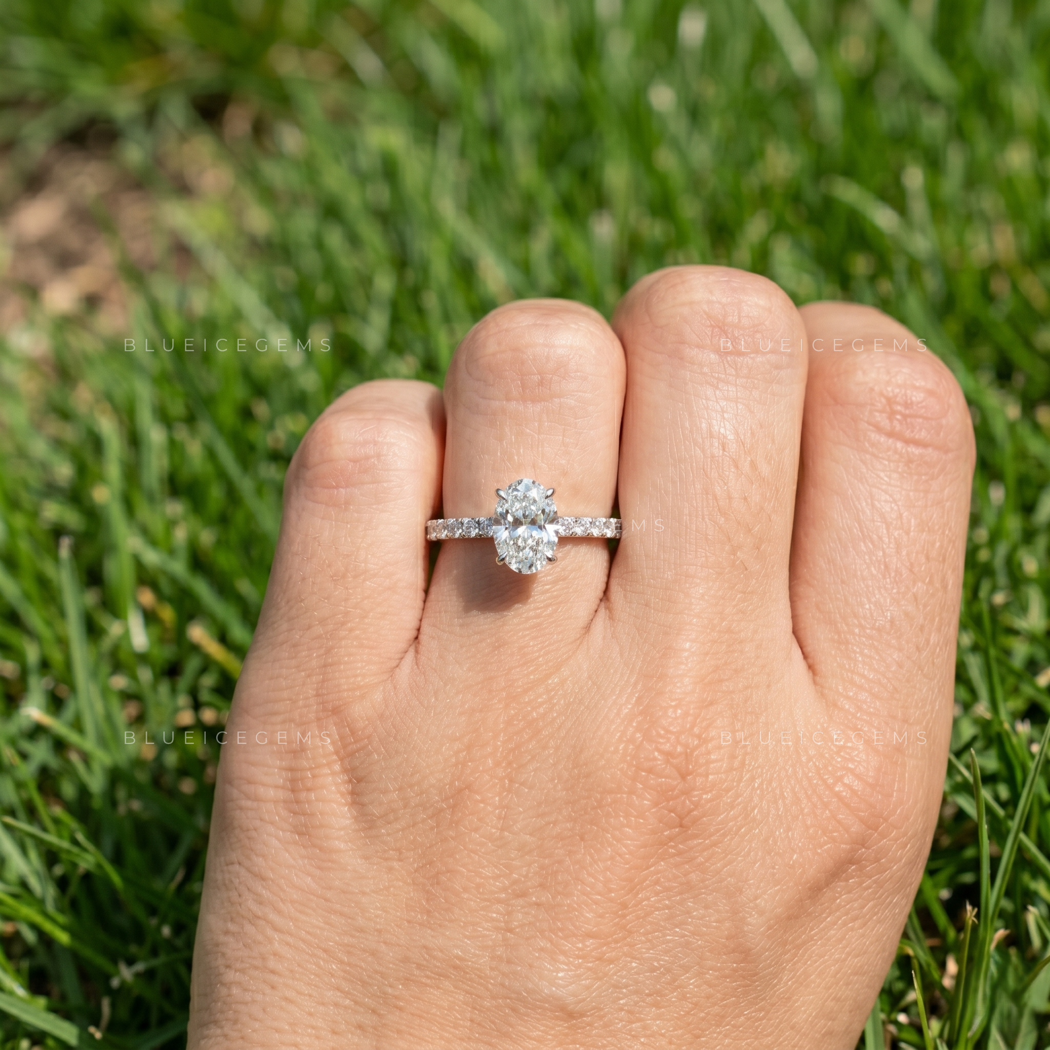 Mystic Radiance Oval Brilliant Cut Hidden Halo Engagement Ring