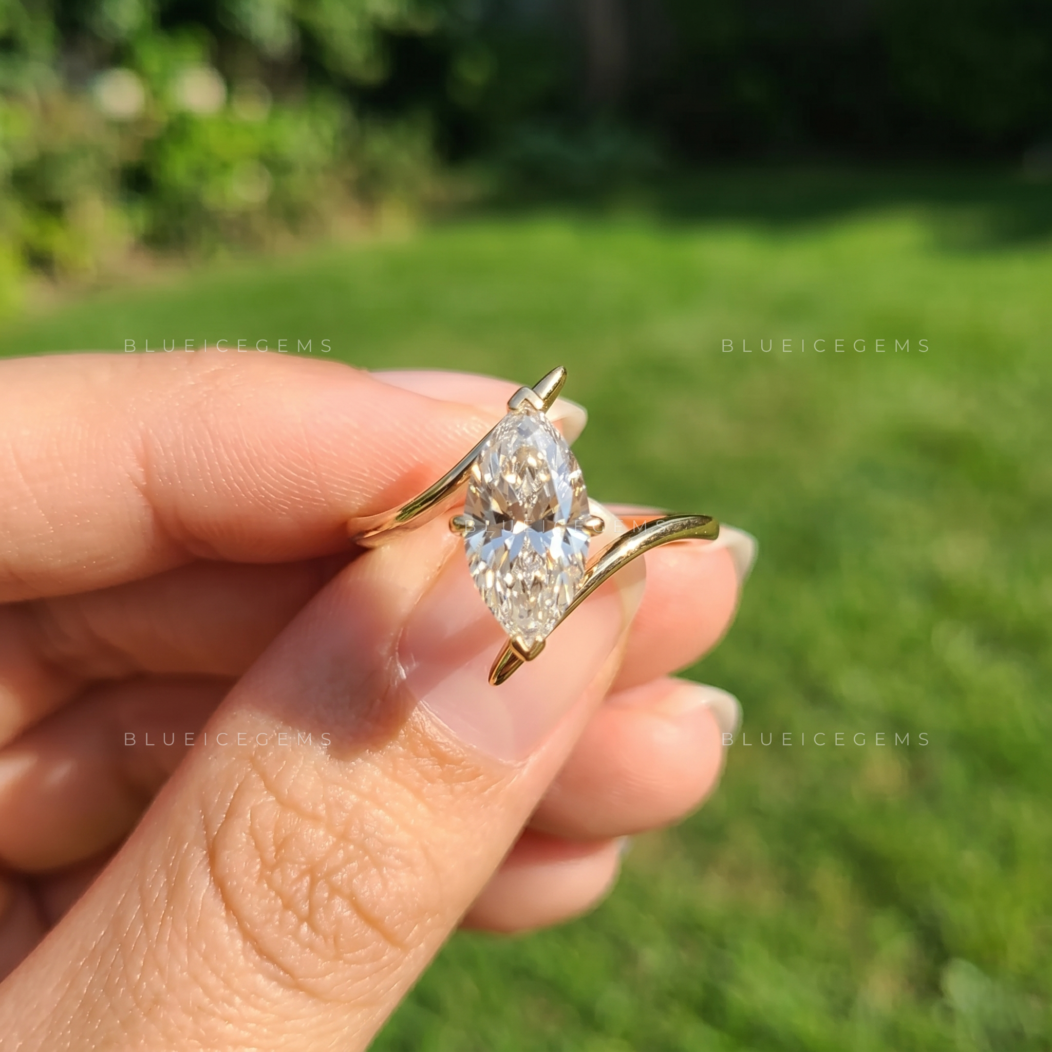 Product Title Infinite Allure Marquise Cut Six-Prong Curved Bypass Solitaire Ring