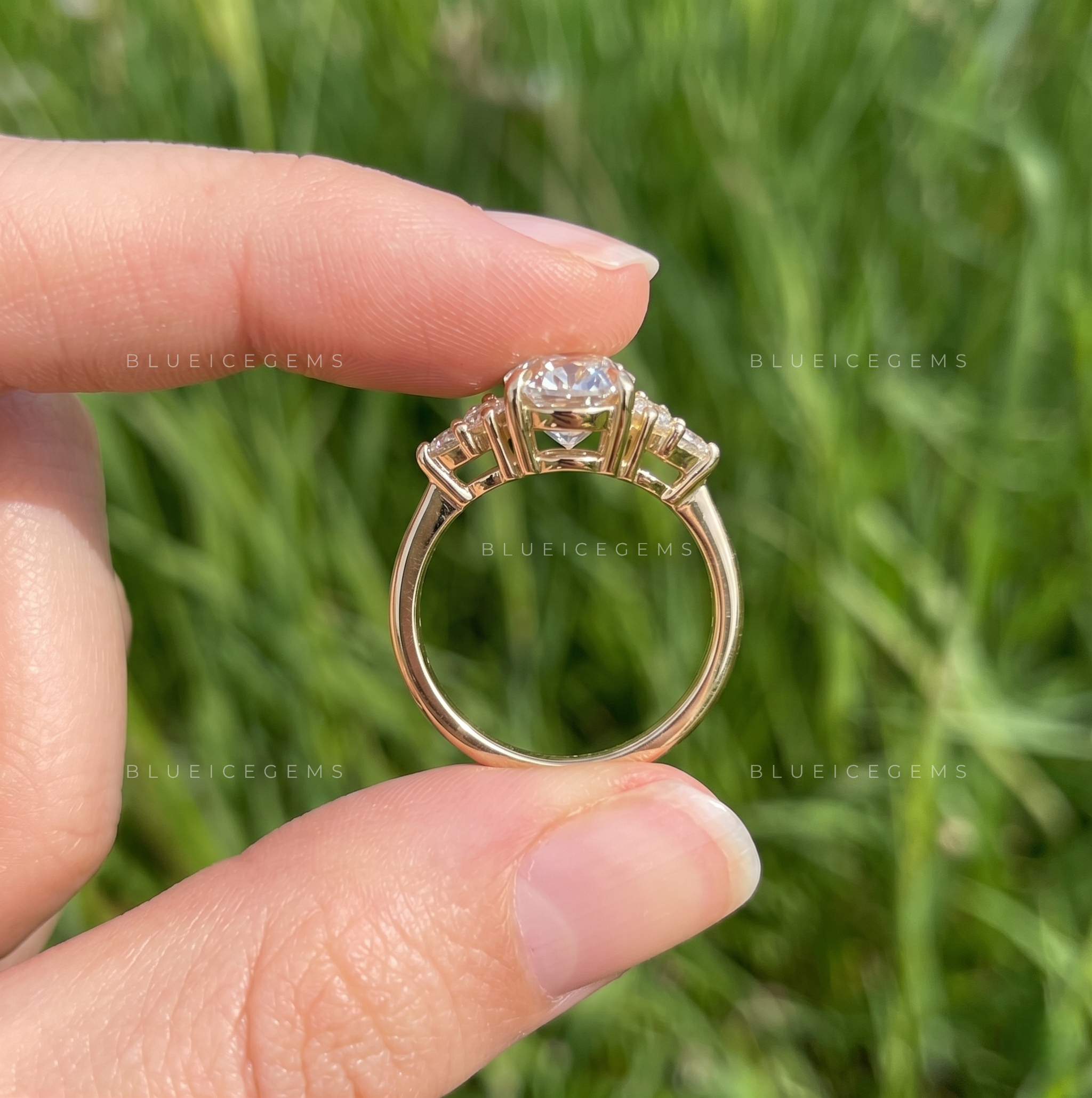 Elara Oval Cut Multi-Shape Cluster Accent Solitaire Engagement Ring