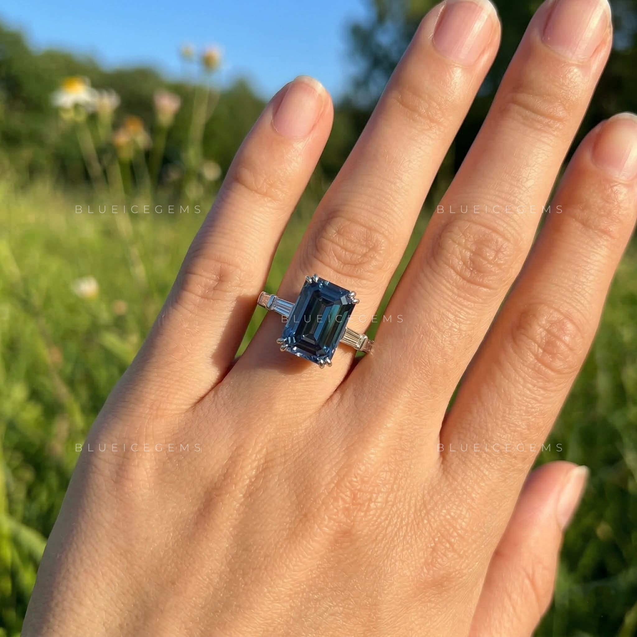 Midnight Majesty Emerald Cut Art Deco Ring