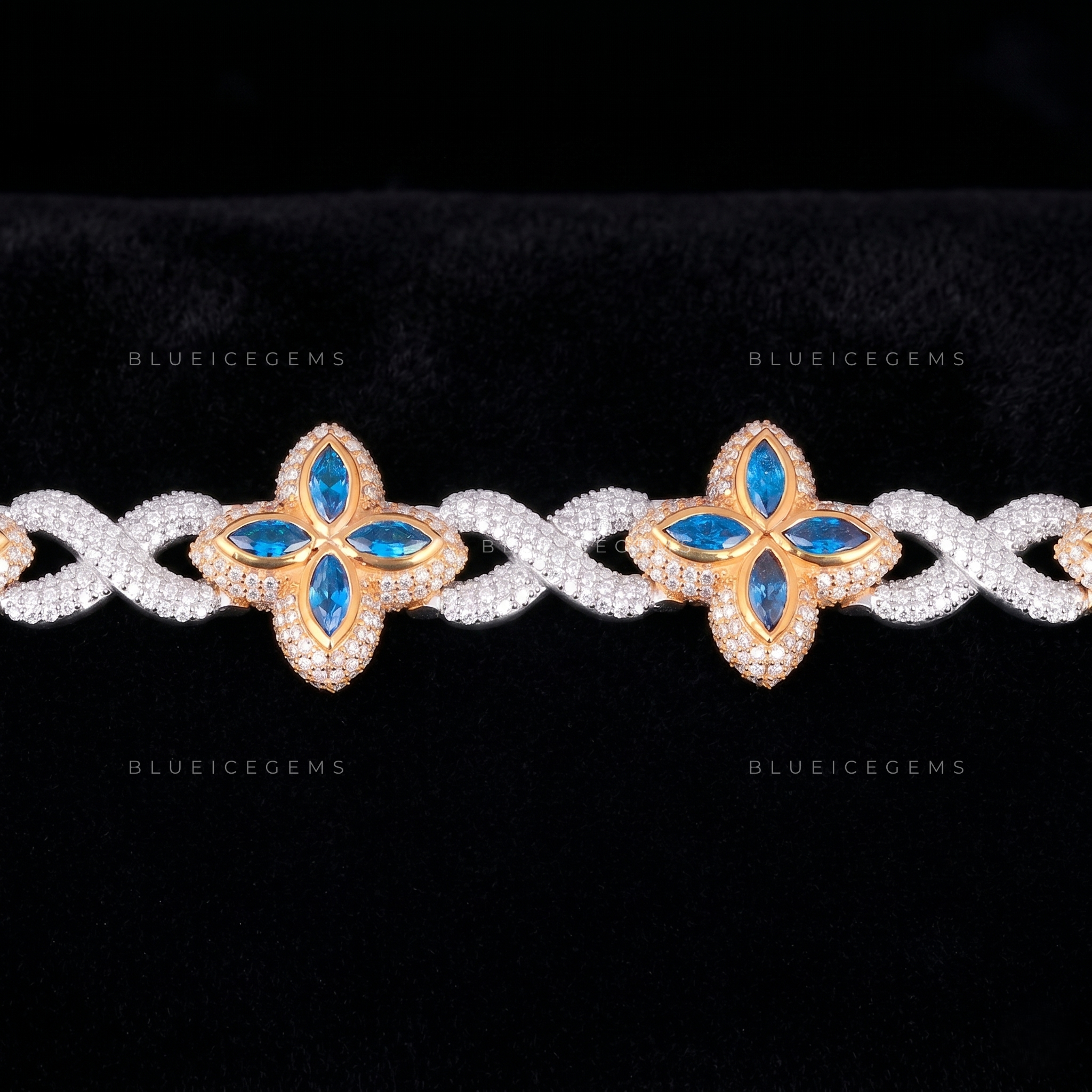 Cerulean Fortune Two-Tone Iced Clover Link