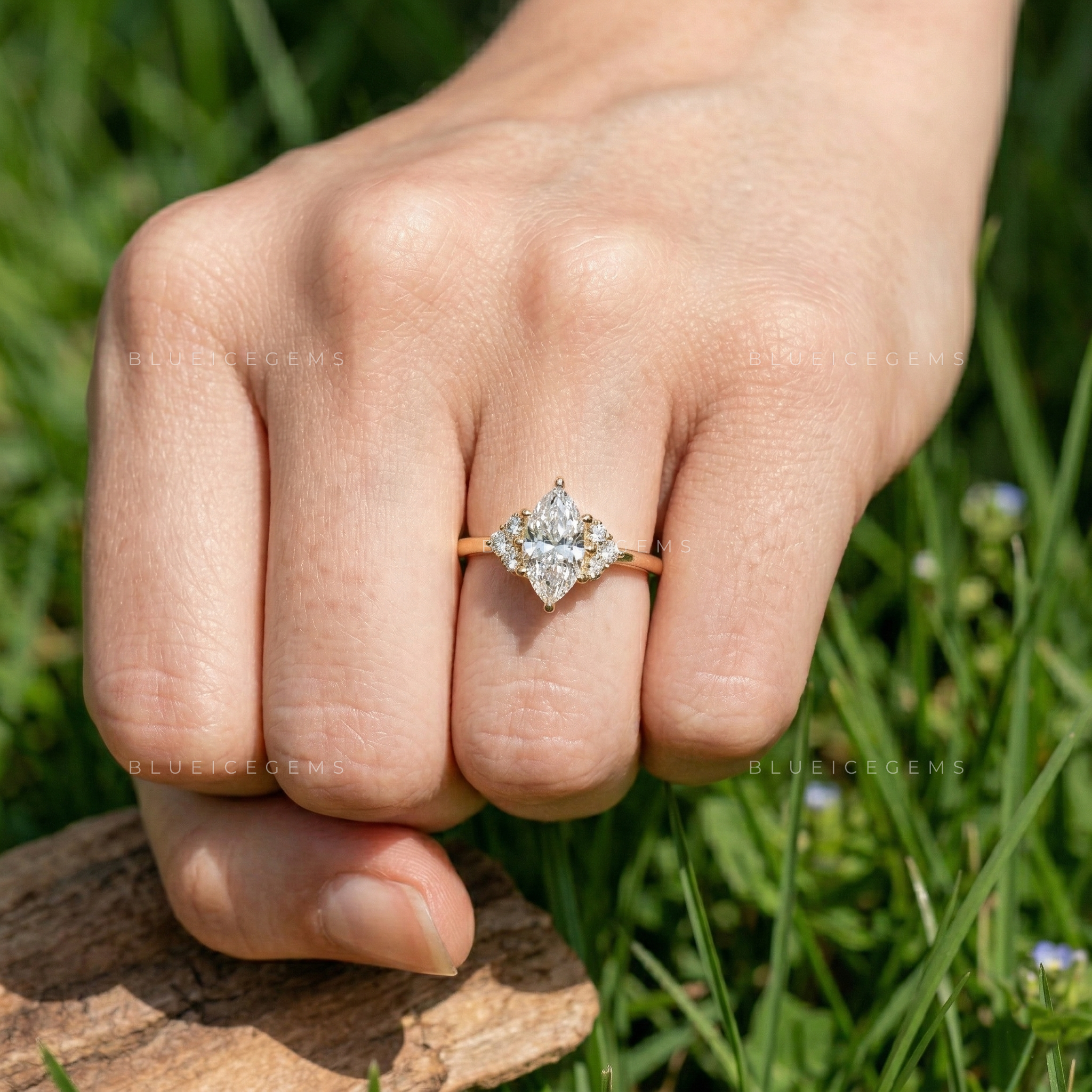 Antique Splendor Dutch Marquise Cut Accent Engagement Ring