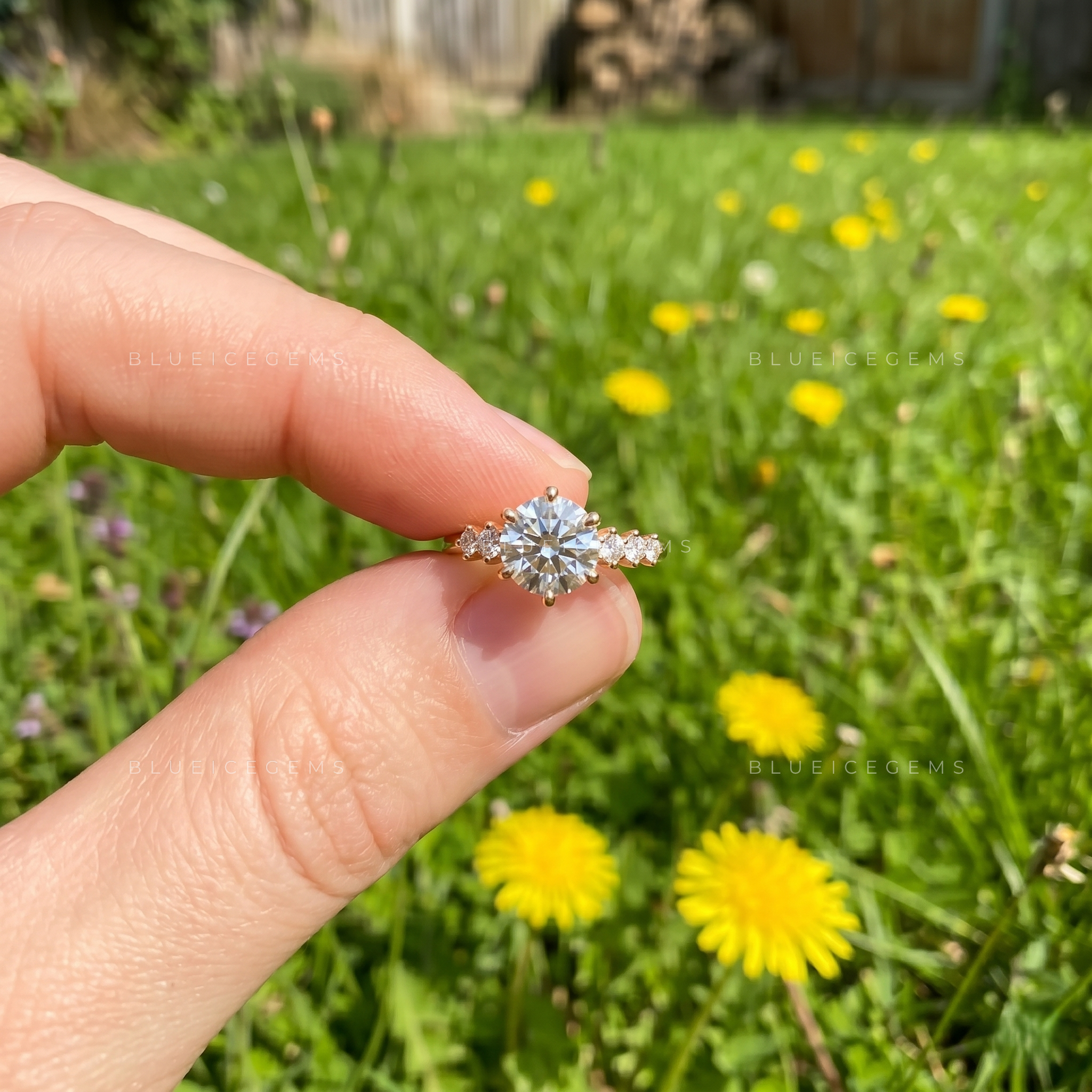 Enduring Spark Round Brilliant Cut Accent Engagement Ring
