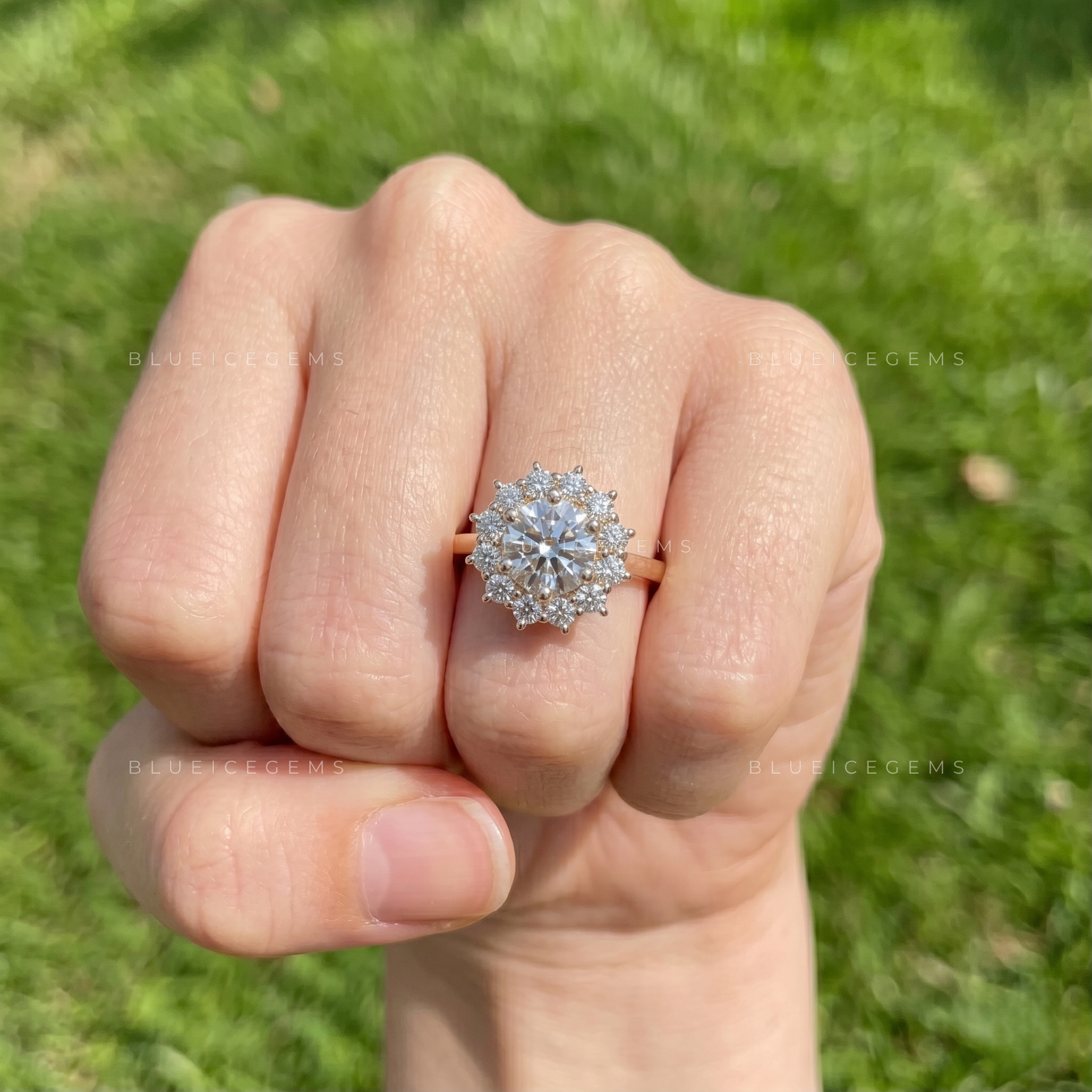 Vintage Radiance Round Brilliant Cut Halo Engagement Ring
