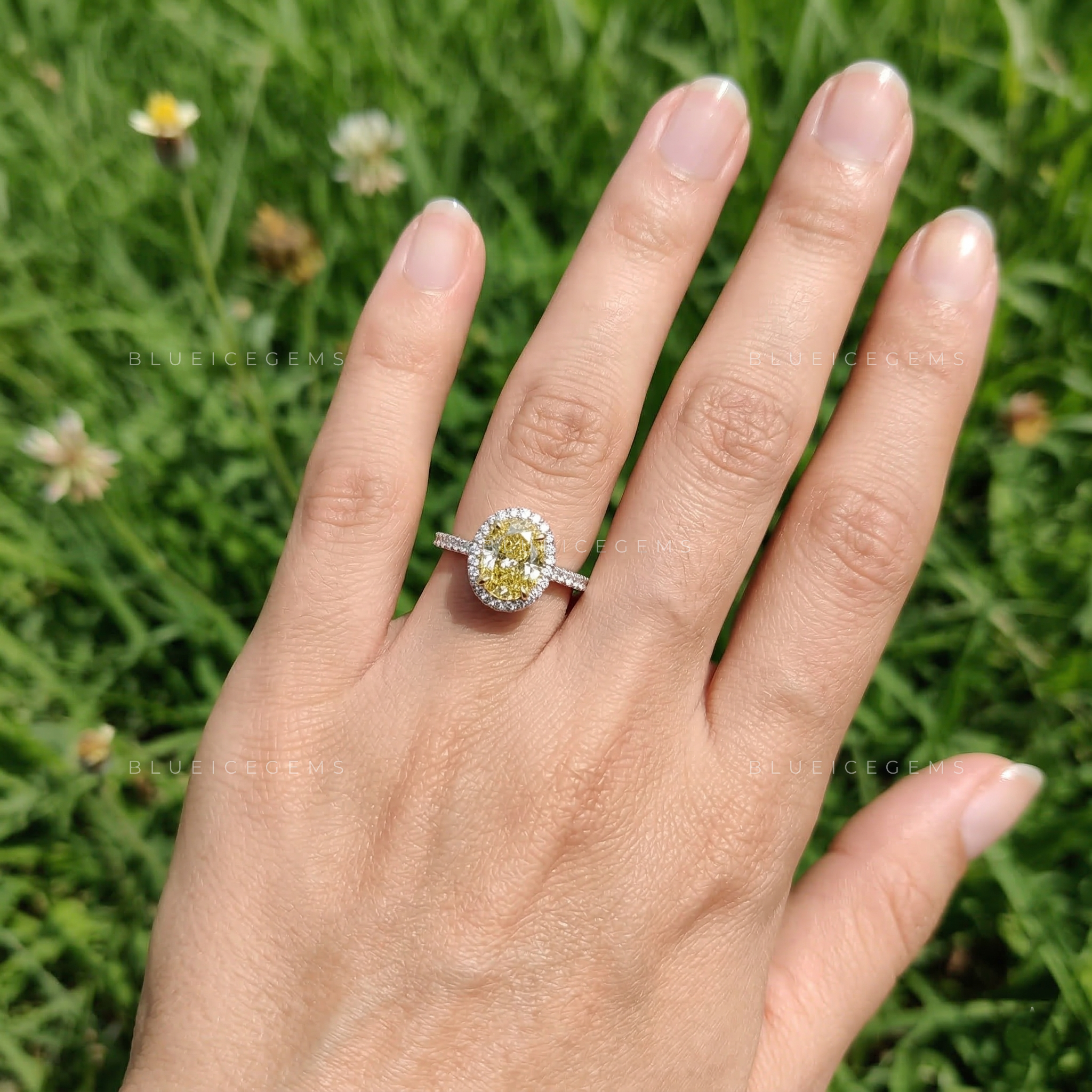 Radiant Canary Oval Cut Halo Ring