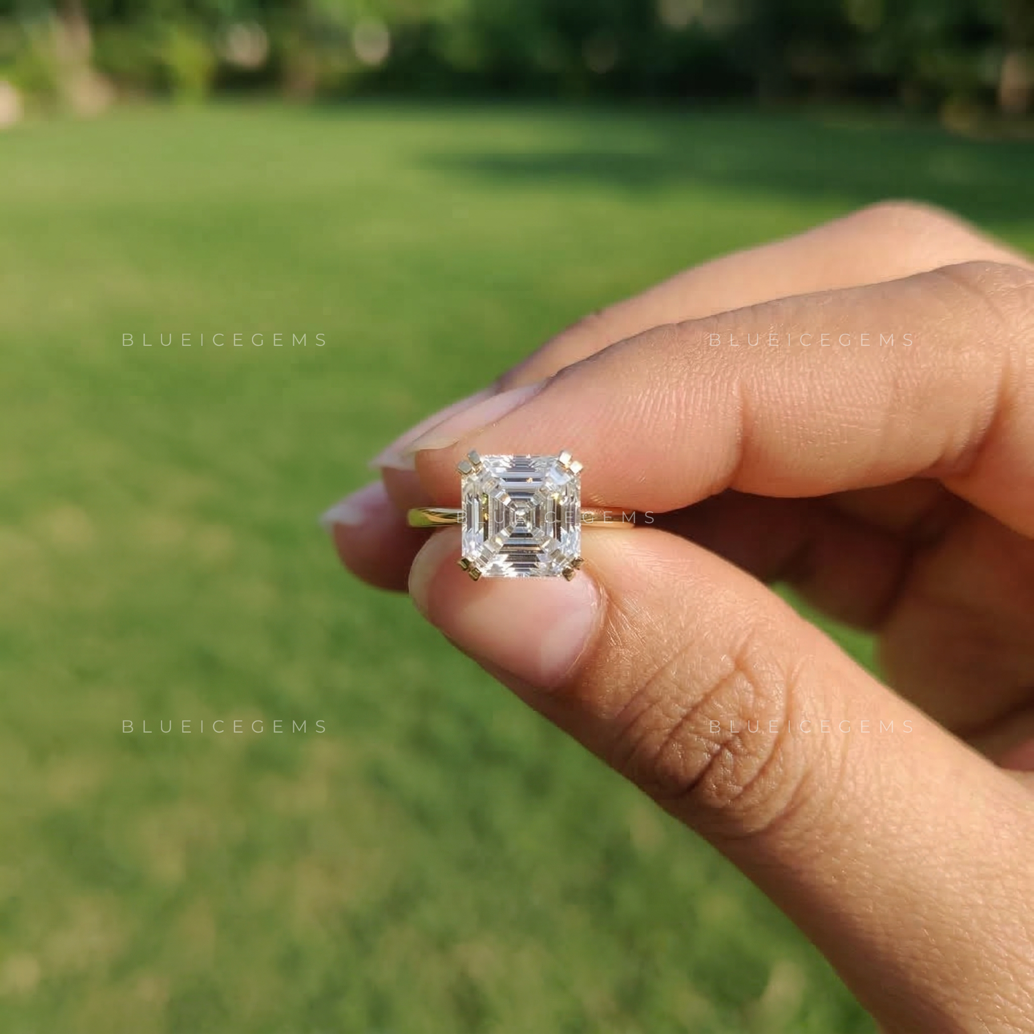 Art Deco Inspired Asscher Cut Solitaire Ring