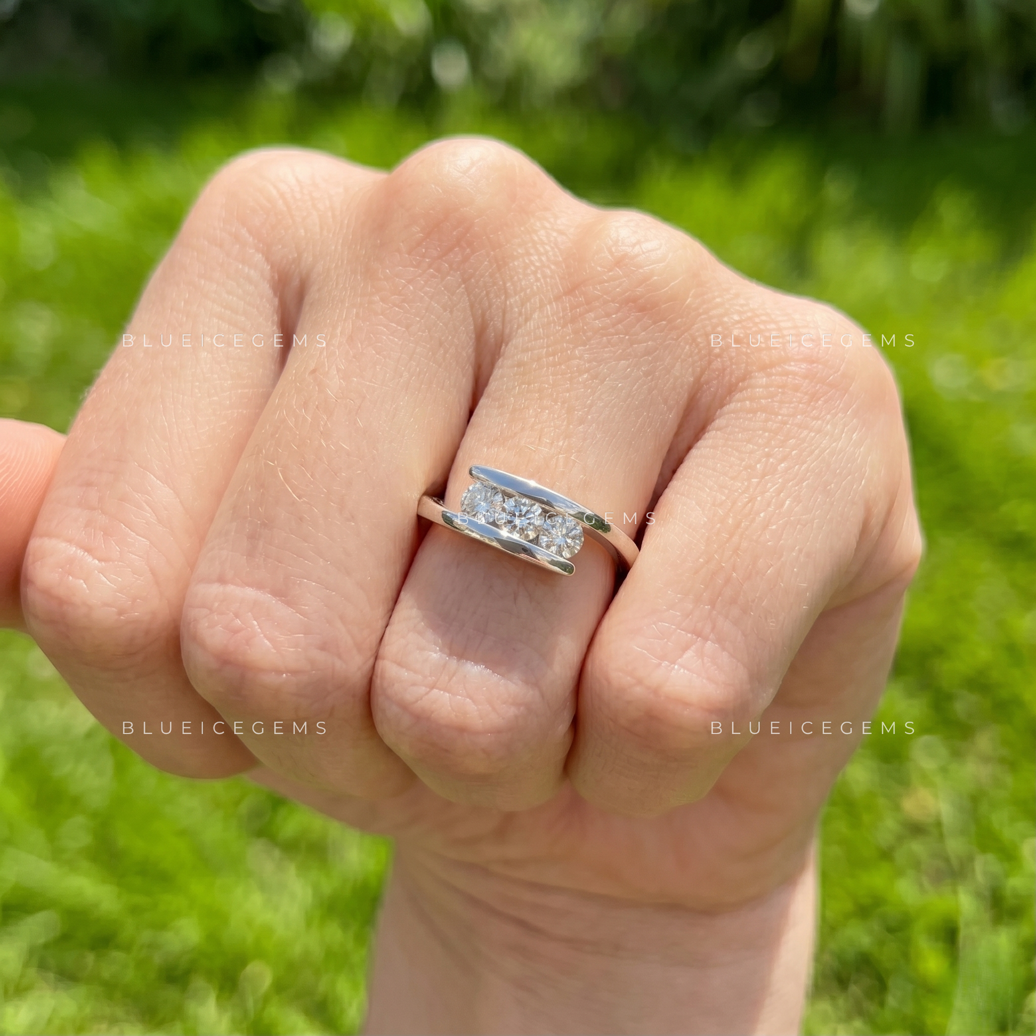 Starlight Cascade Round Cut Contour Wedding Band