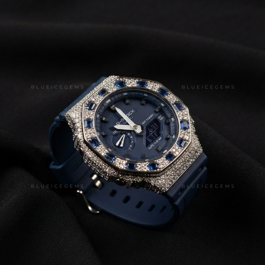 Sapphire Sovereign Iced Watch – VVS Moissanite Blue Edition