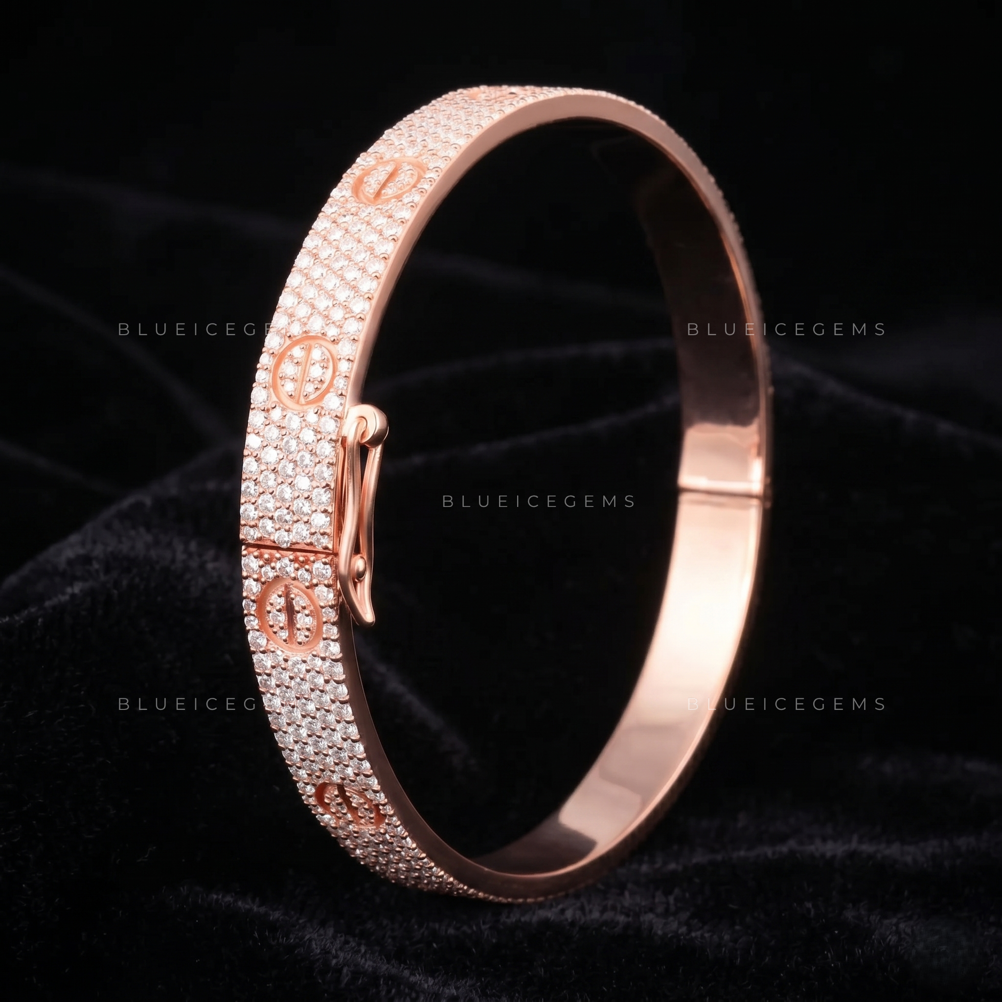 Industrial Elegance Fully Iced Screw-Motif Luxury Statement