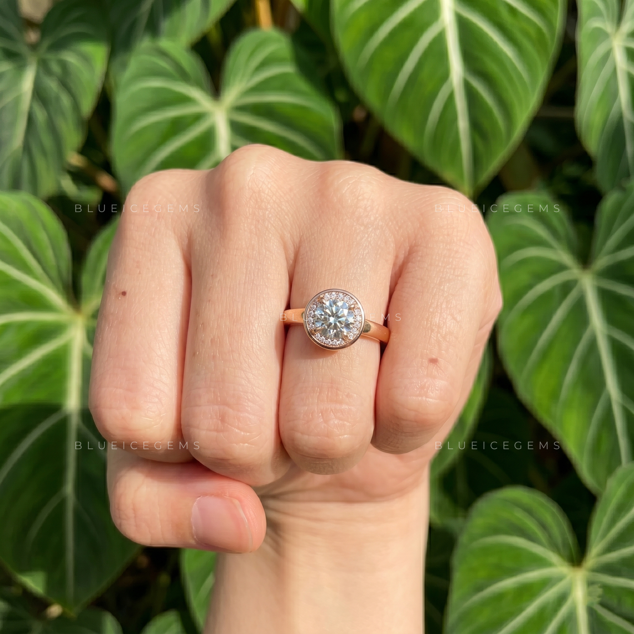 Vintage Radiance Round Cut Bezel Halo Engagement Ring