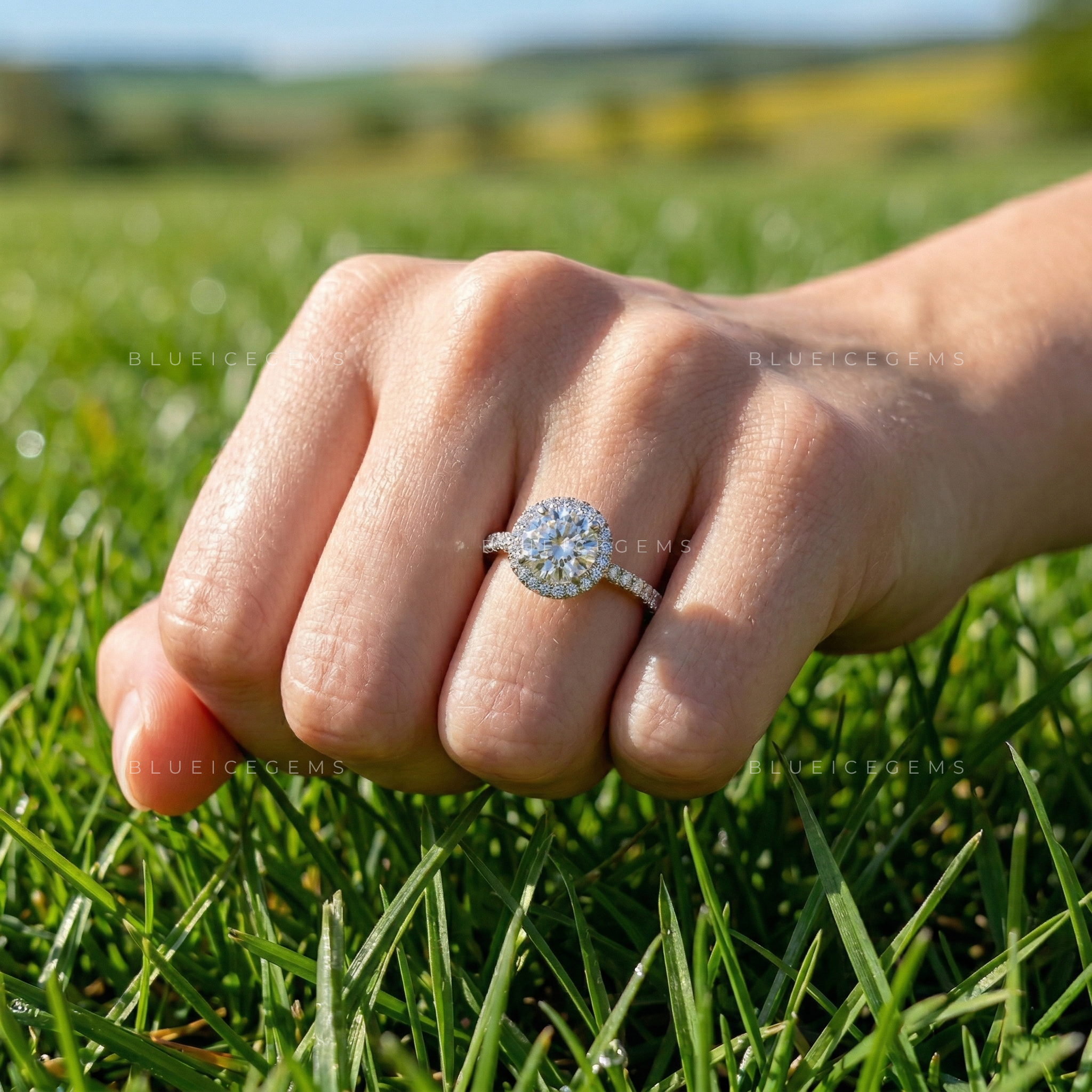 Stellar Radiance Round Cut Pavé Engagement Ring