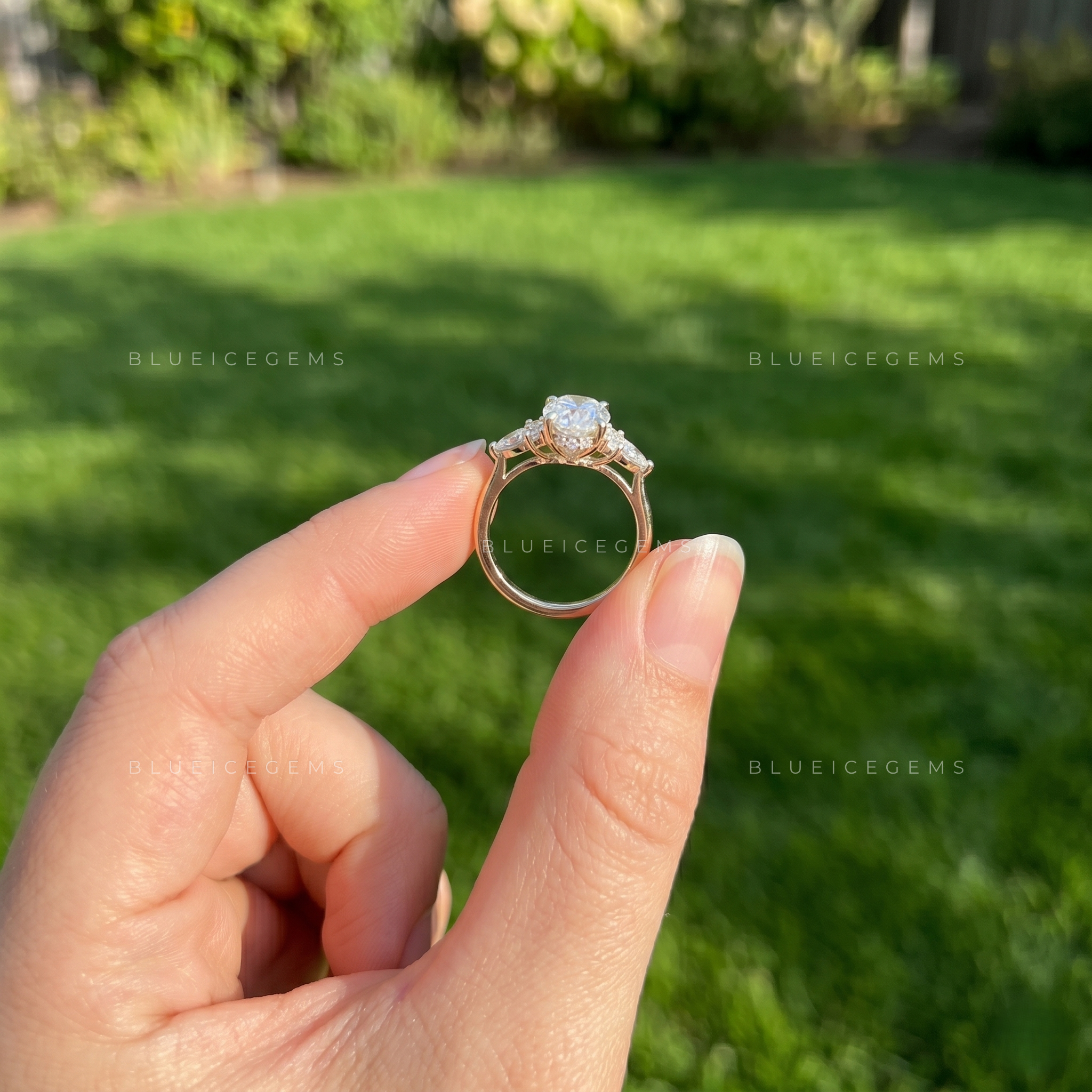 Enchanting Bloom Oval Cut Marquise Accent Engagement Ring