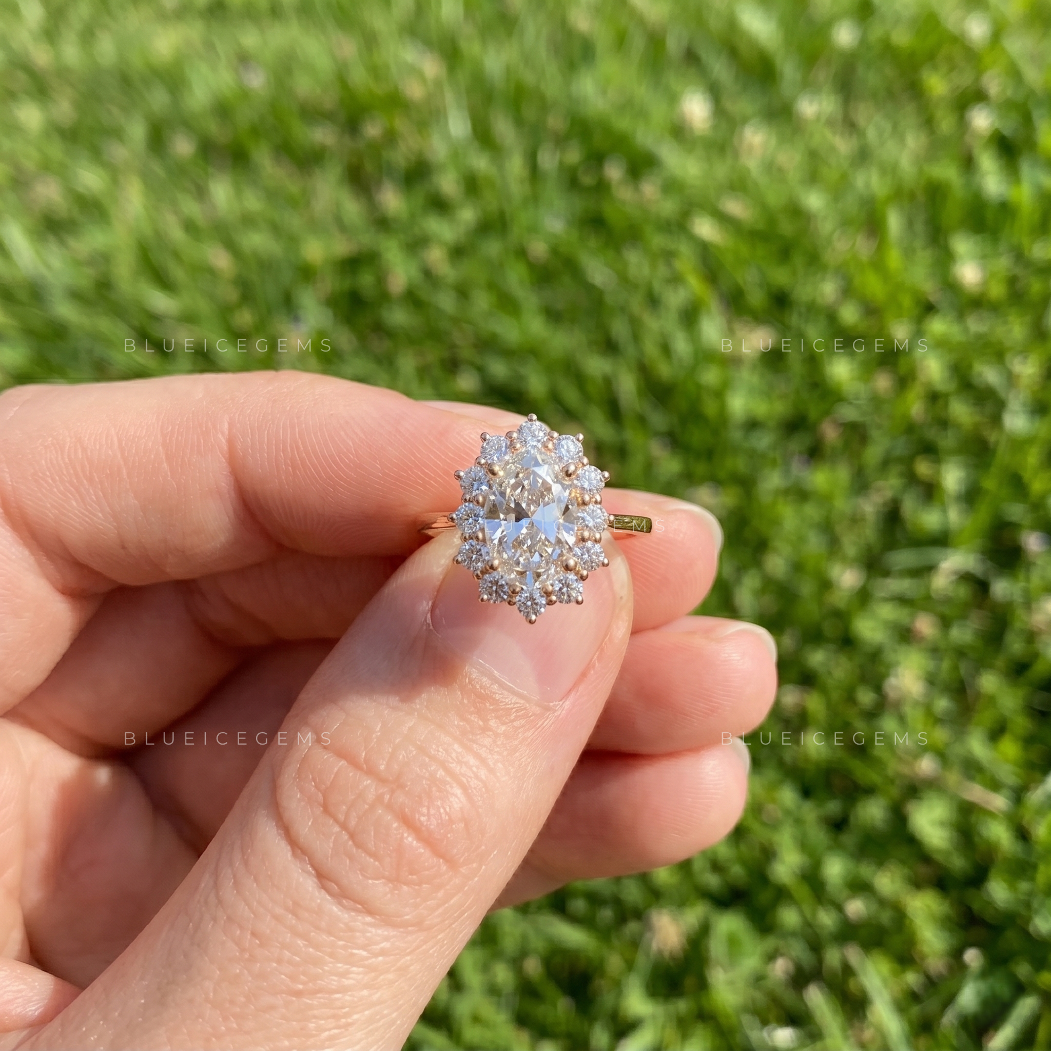 Lunara Oval Cut Brilliant Pavé Accent Solitaire Engagement Ring