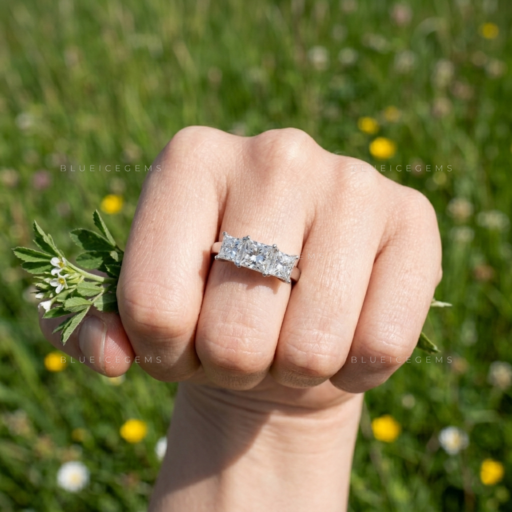 Modern Grandeur Princess Cut Trilogy Engagement Ring