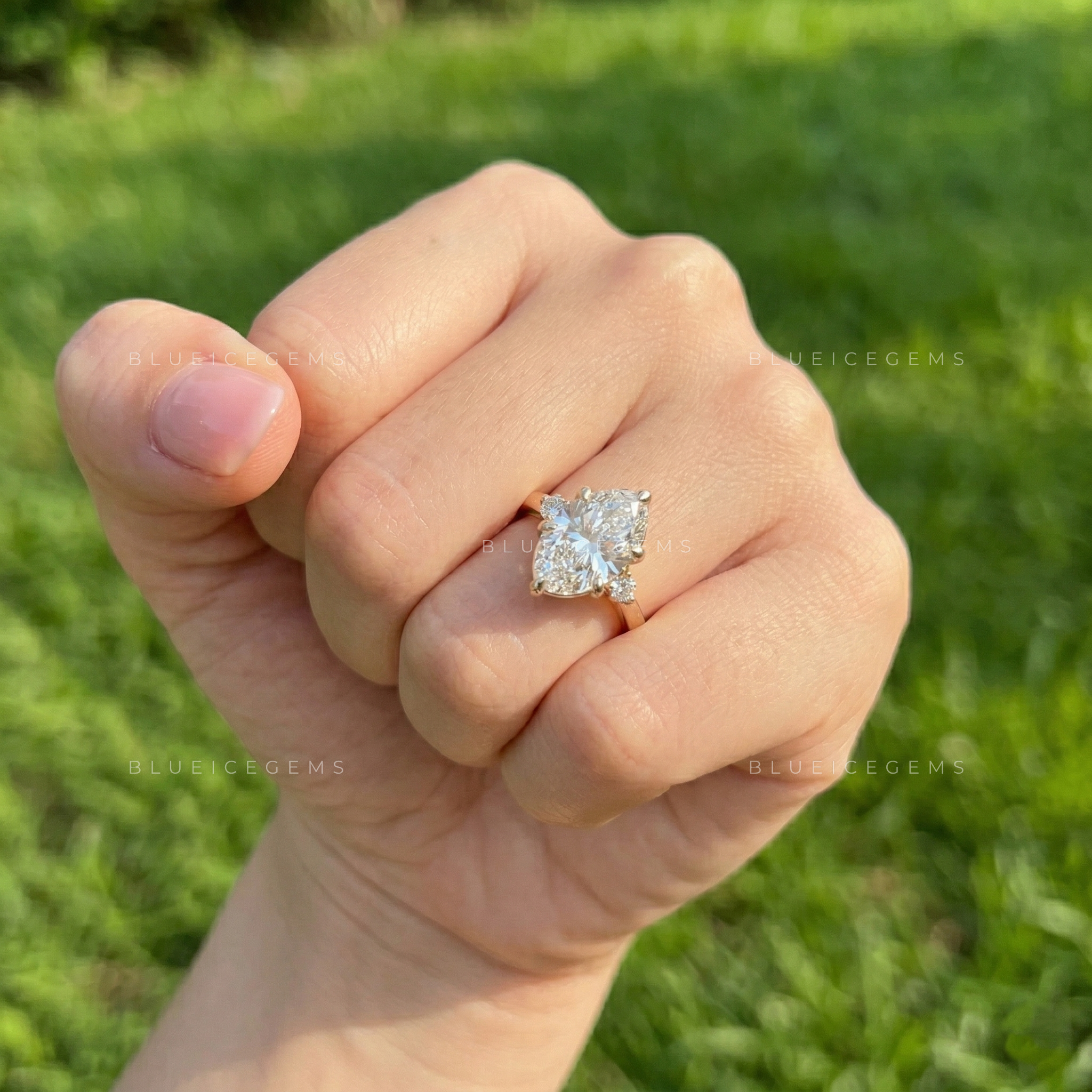Radiant Harmony Oval Cut Accent Engagement Ring