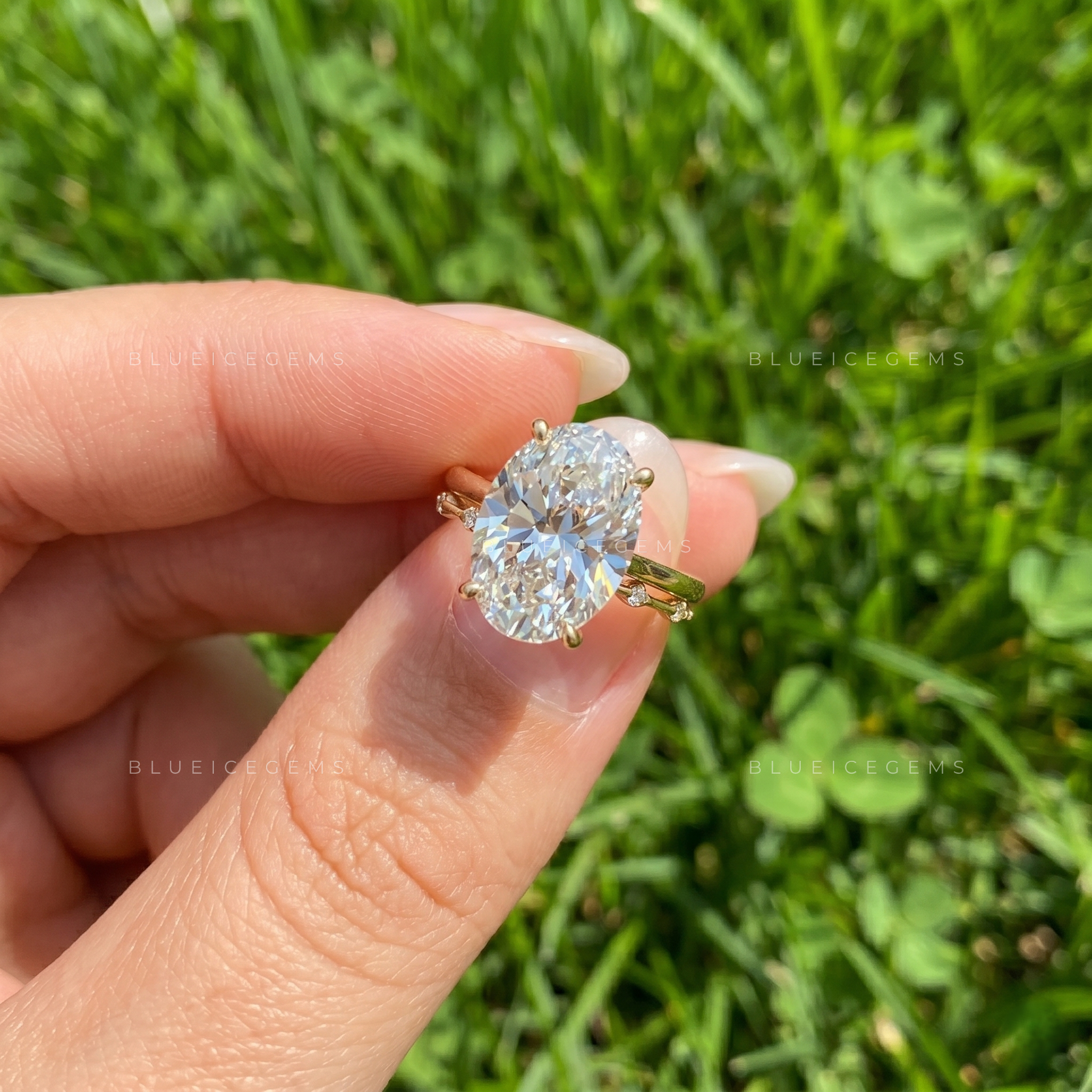Lunara Oval Cut Marquise Accent Solitaire Engagement Ring