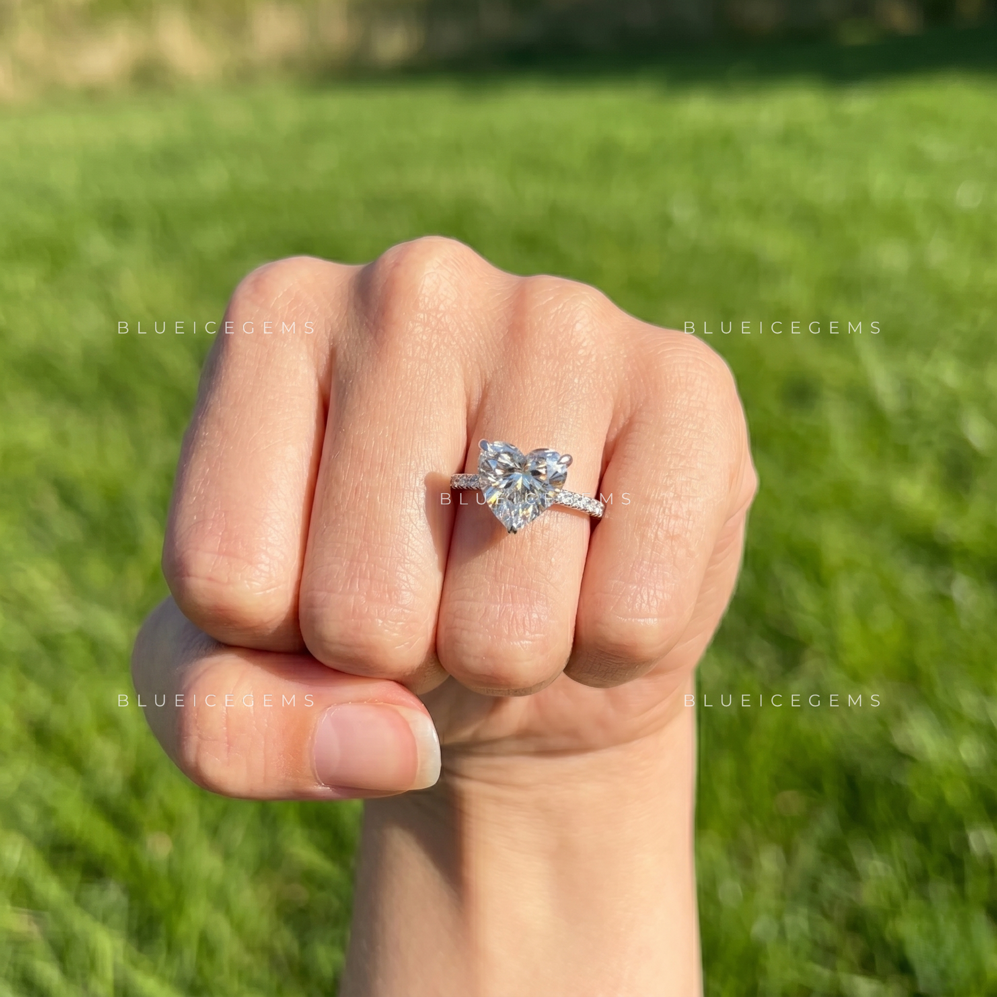 Celestial Heart Brilliant Cut Pavé Diamond Engagement Ring