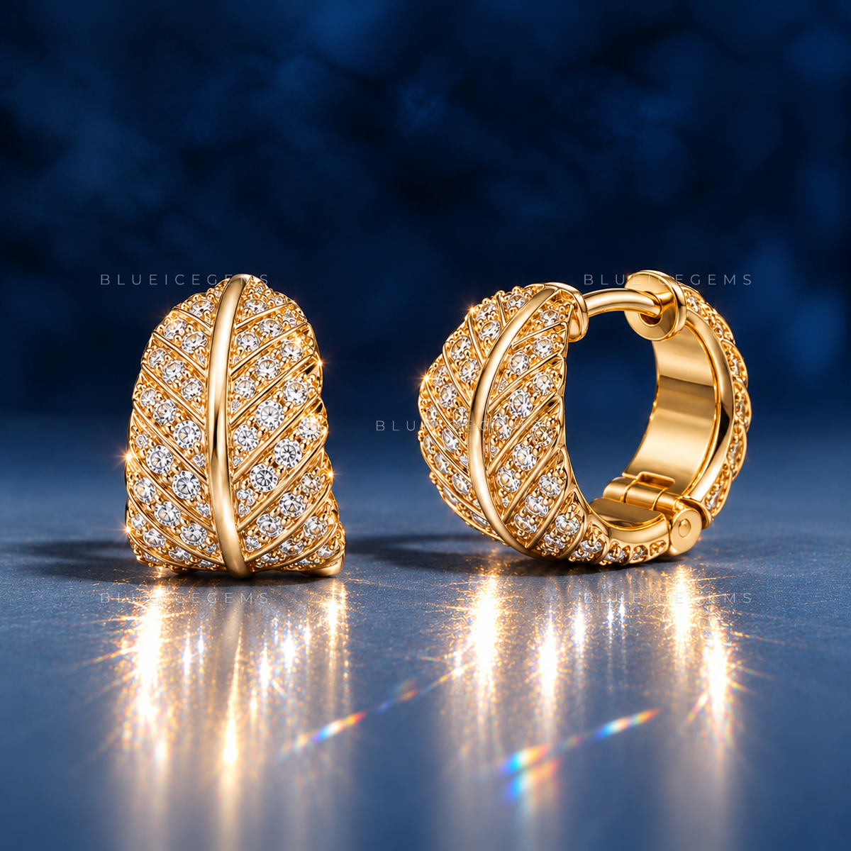 Pavé Banana Leaf Huggie Earrings