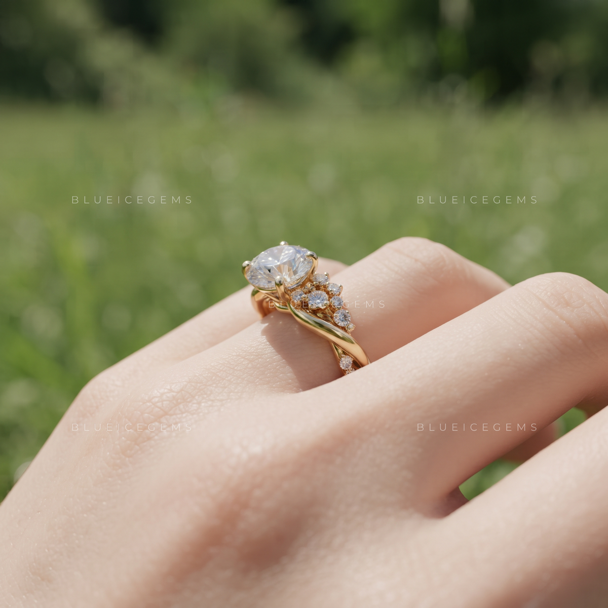 Willow Twist Portuguese Cut Diamond Engagement Ring