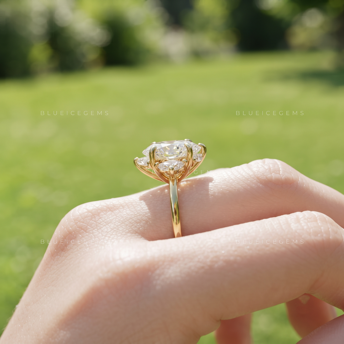 Celestine Sculpted Moval Cut Engagement Ring