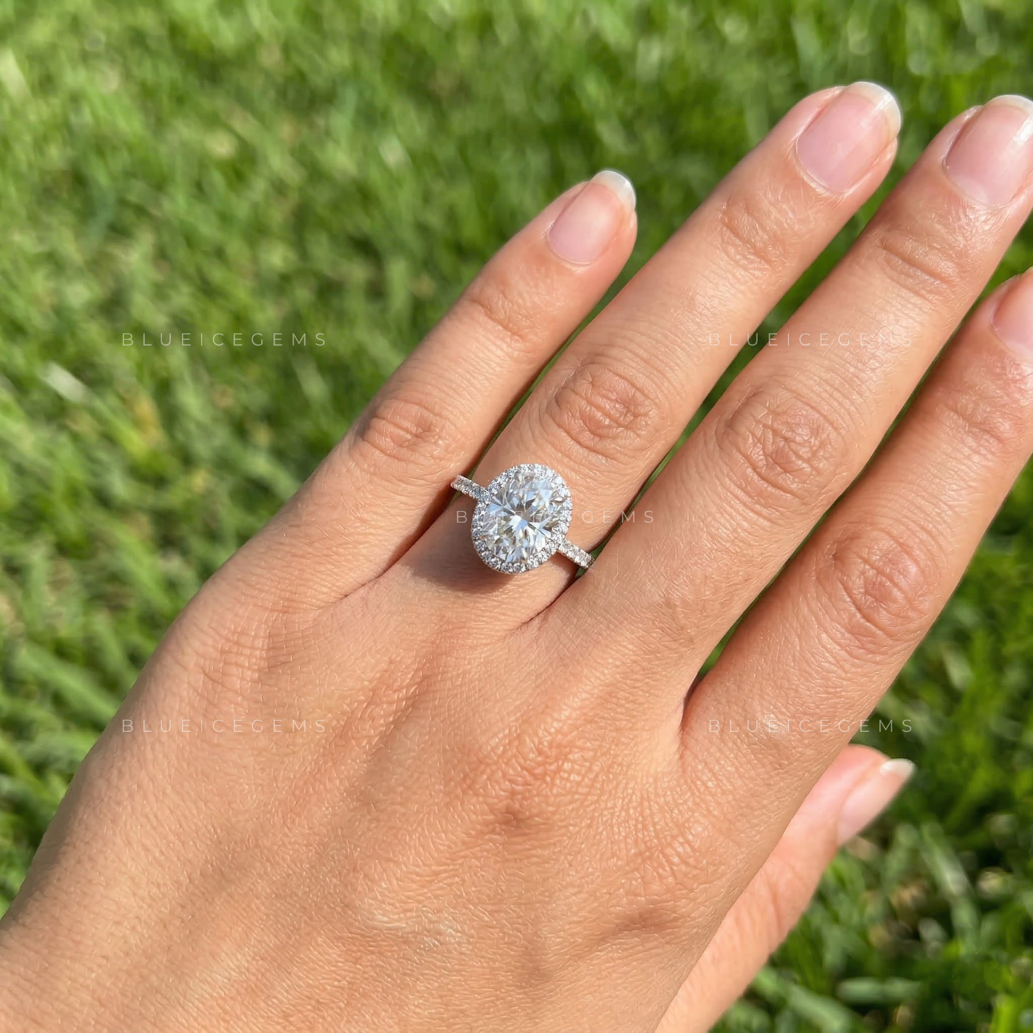 Ethereal Oval Cut Scalloped Halo Ring
