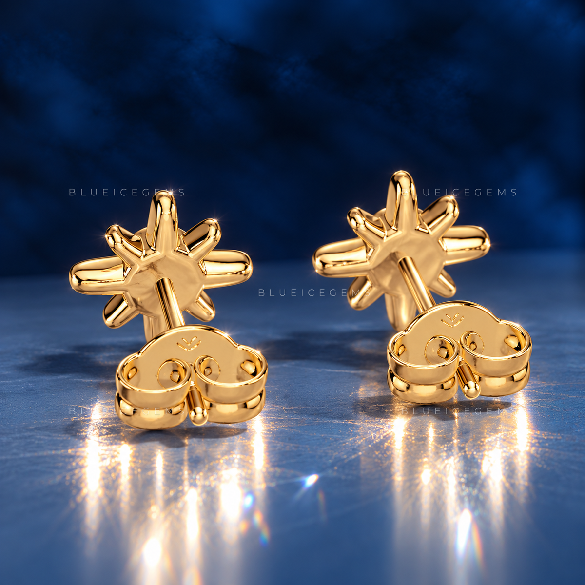 Diamond Starburst Bezel Stud Earrings