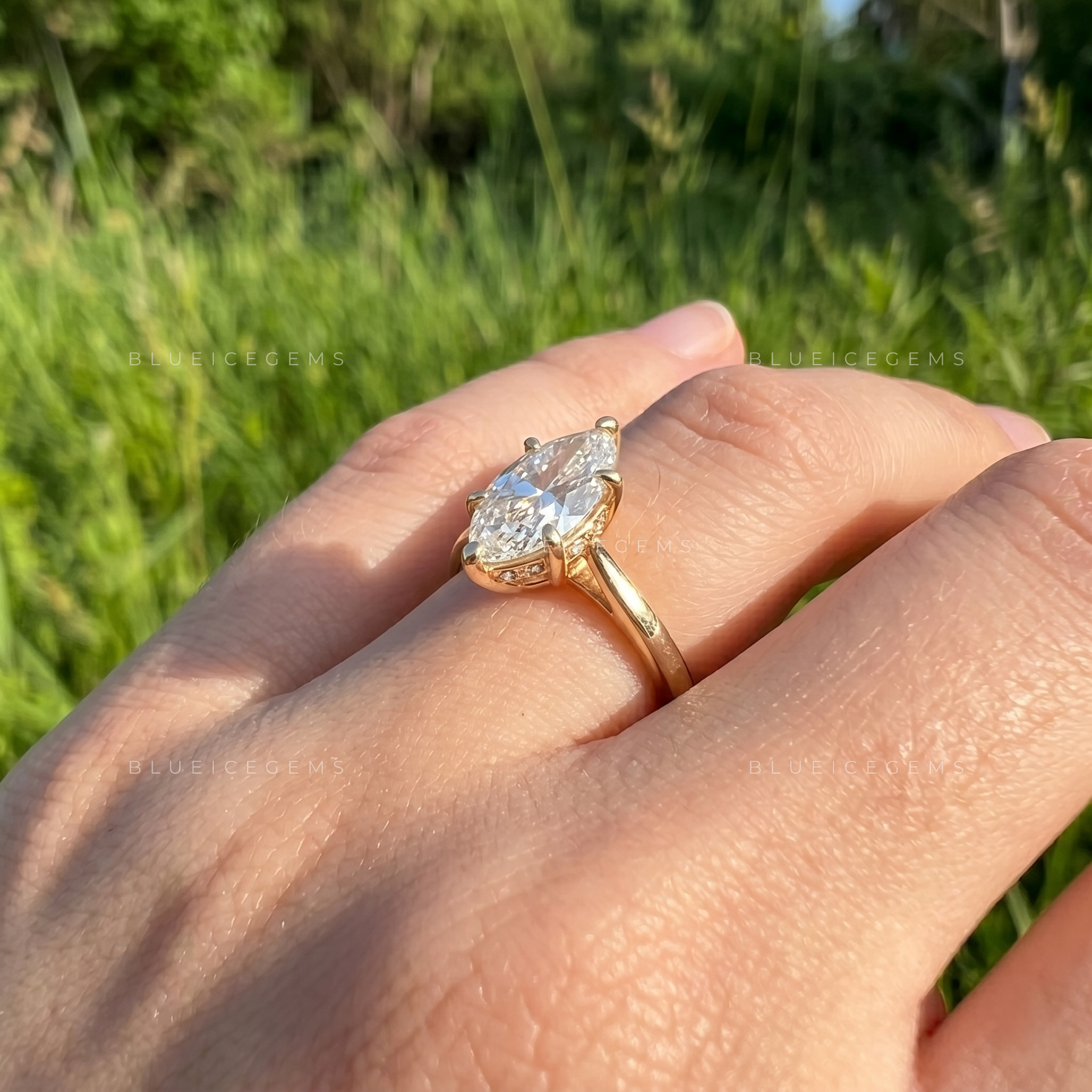 Aurelia Marquise Cut Hidden Halo Solitaire Engagement Ring