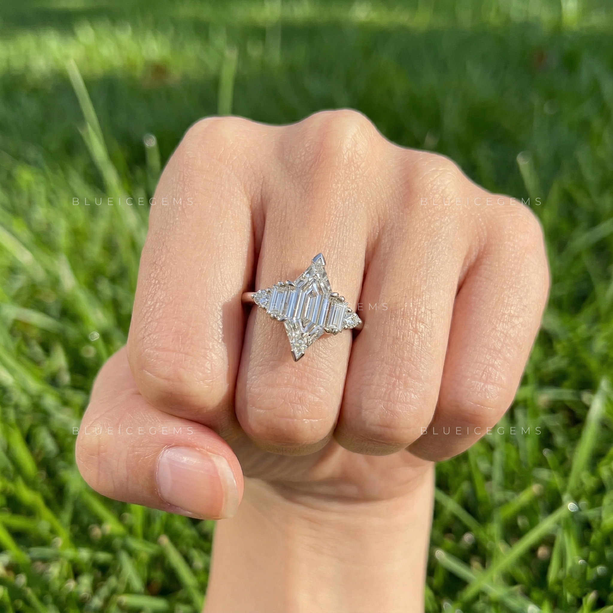 Architectural Sophistication Hexagon Step Cut Art Deco Ring