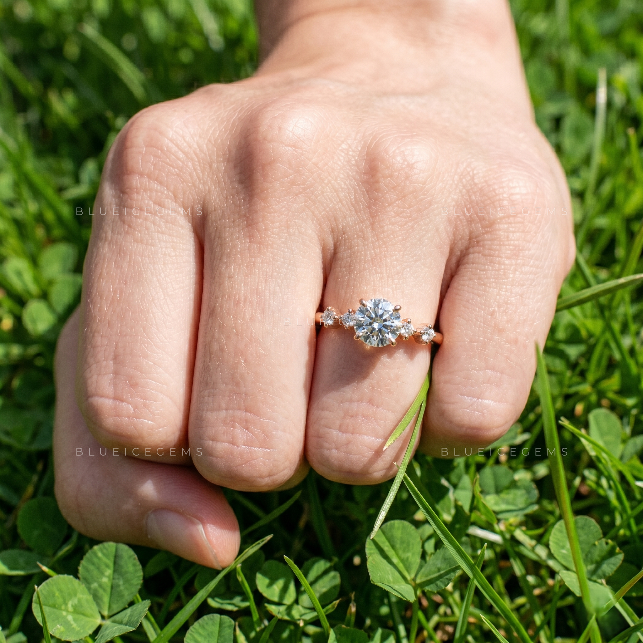 Classic Eternal Round Brilliant Cut Five Stone Promise Engagement Ring