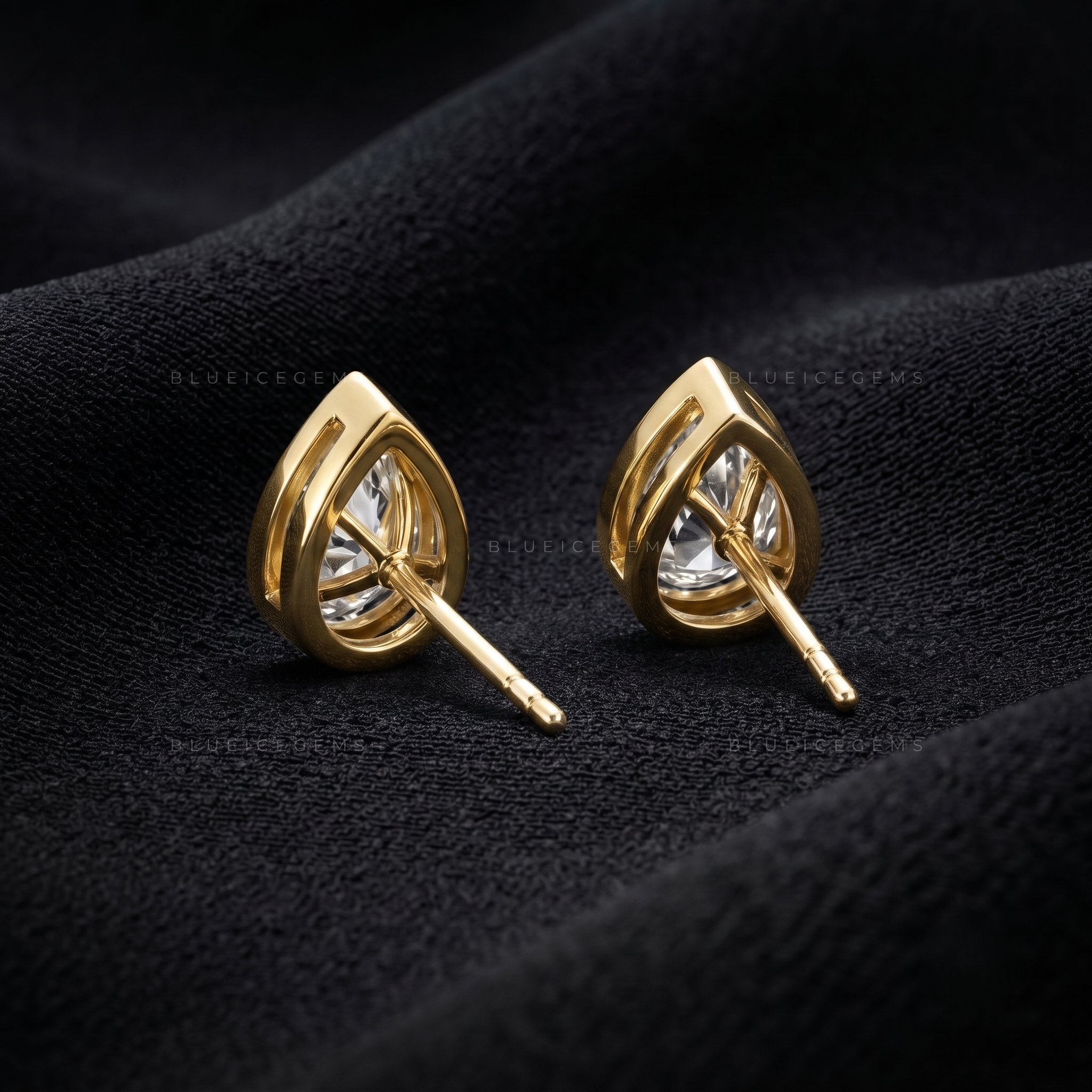 Serenelle Pear-Cut Lab-Grown Diamond Bezel Stud Earrings