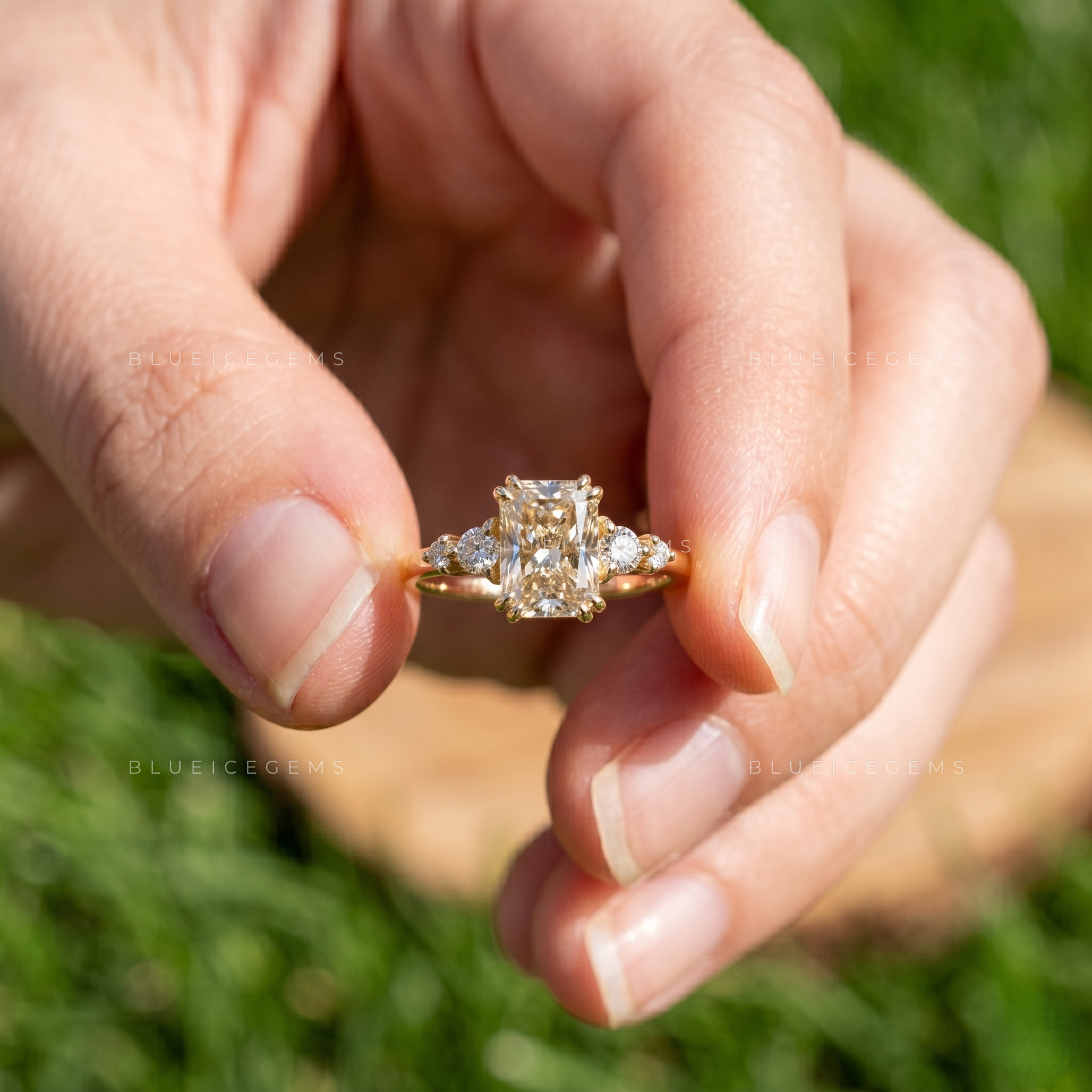 Graceful Spark Radiant Cut Accent Engagement Ring