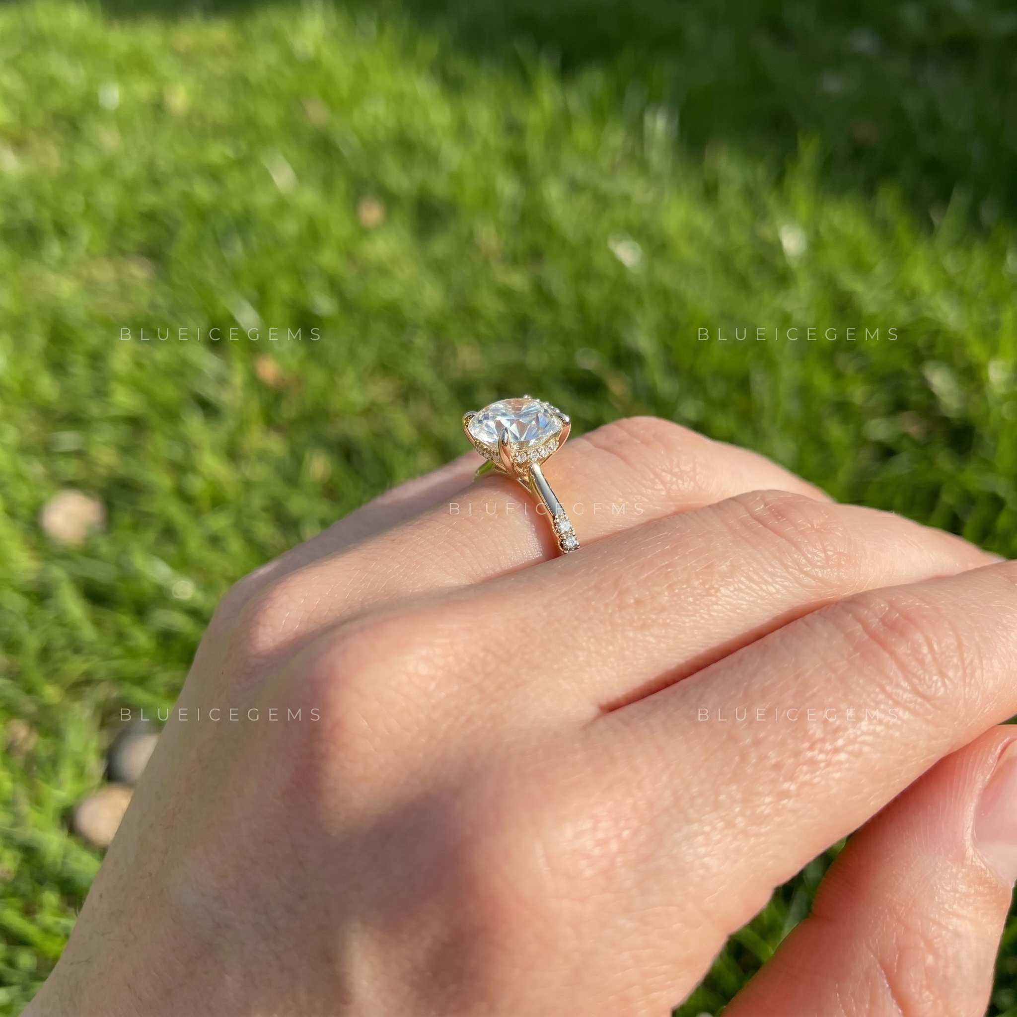 Celestial Sparkle Round Brilliant Cut Certified Pavé Engagement Ring