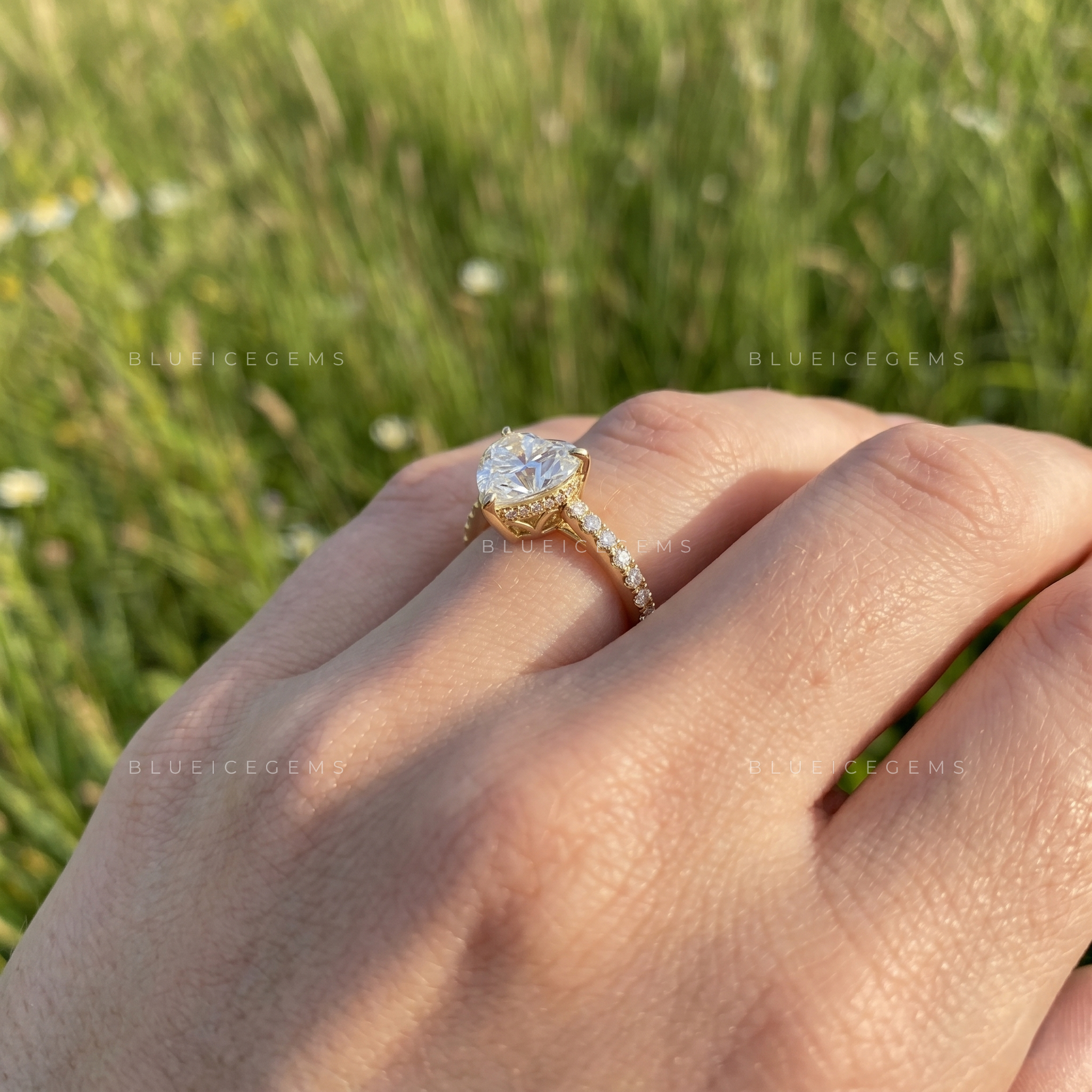 Devotion Elixir Heart Cut Pave Set Accent Engagement Ring