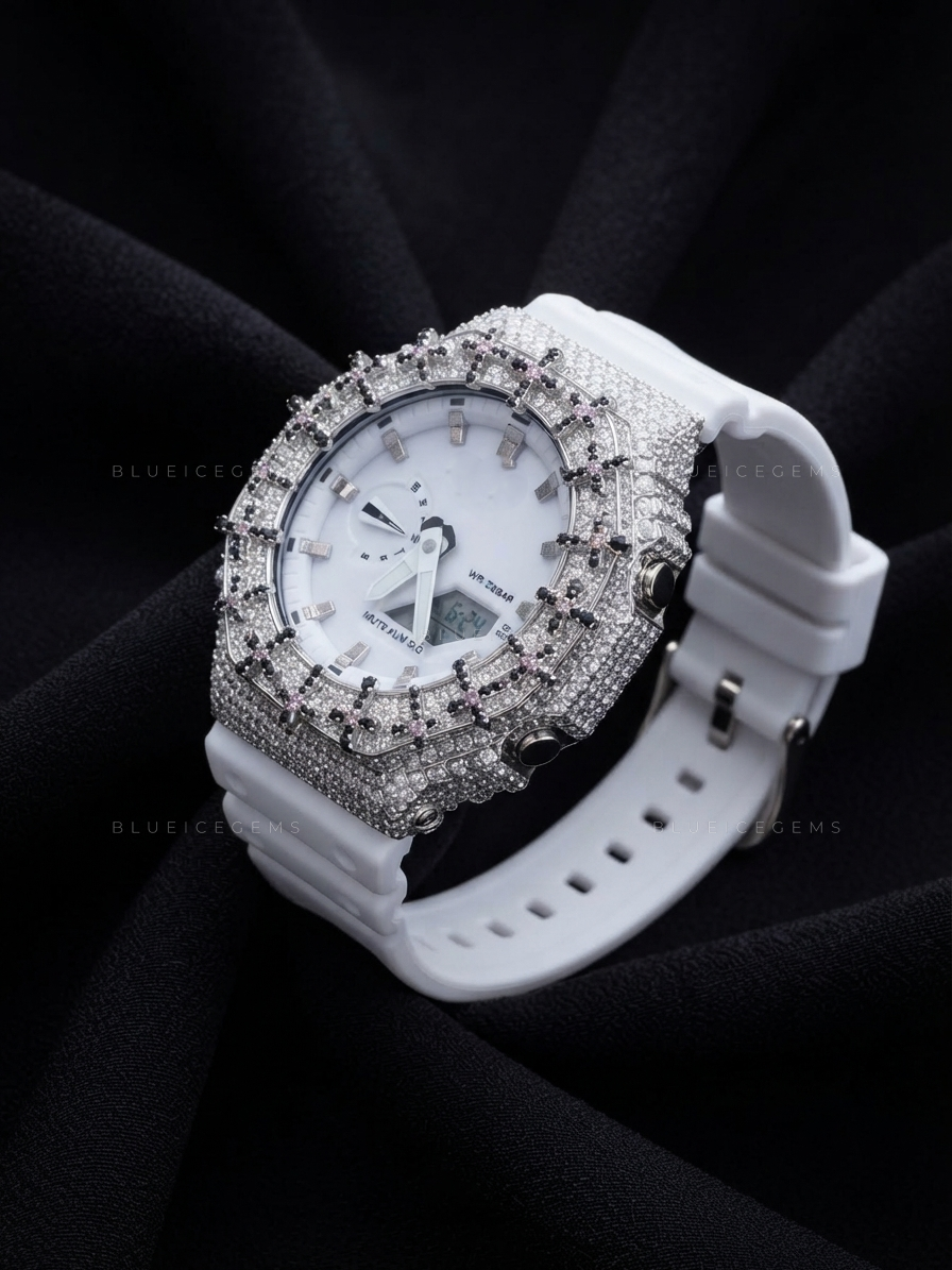 Cross Royale Iced Timepiece – Hand-Set Moissanite Bezel
